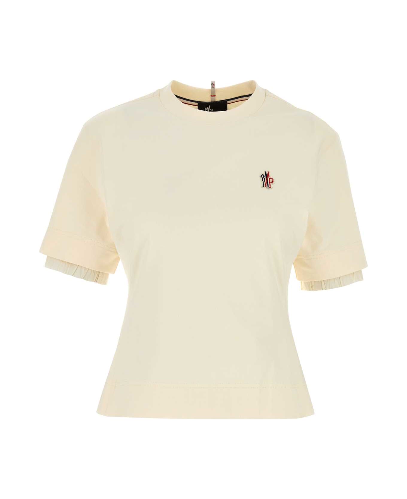 Moncler Grenoble Ivory Stretch Cotton T-shirt - 04A