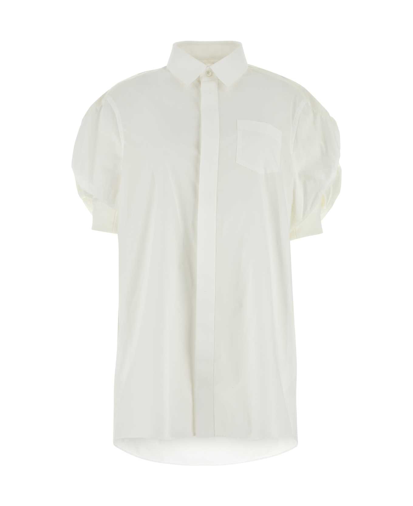 Sacai White Poplin Shirt Dress - OFFWHITE ブラウス