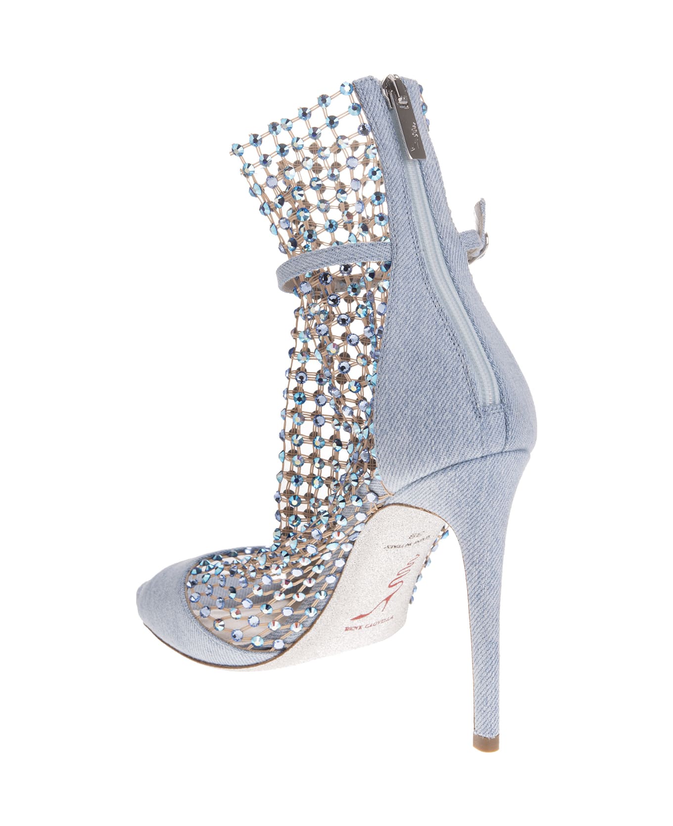 René Caovilla "galaxia"105 Suede Sandal - Light denim