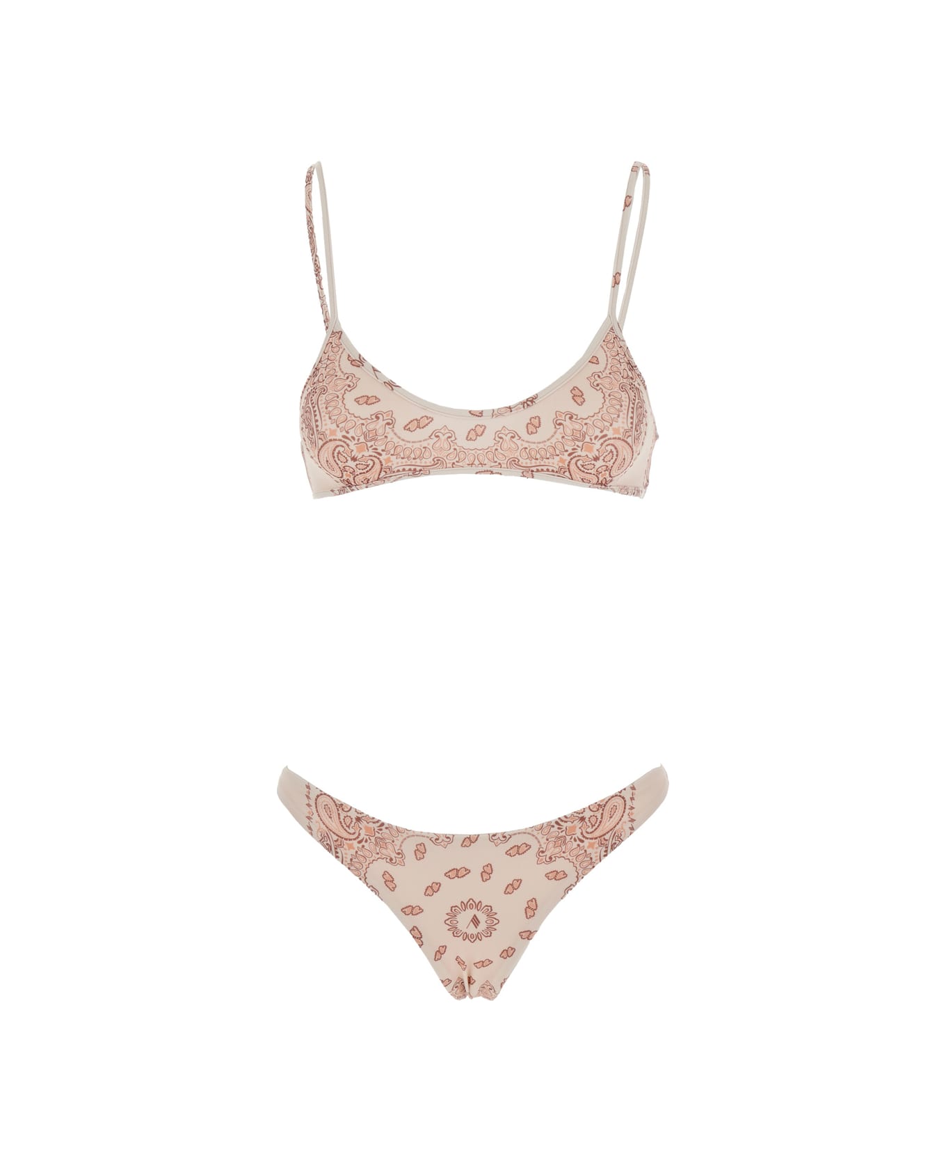 The Attico Pink Bikini With Spaghetti Straps And All-over Print In Tech Fabric Stretch Woman - Pink