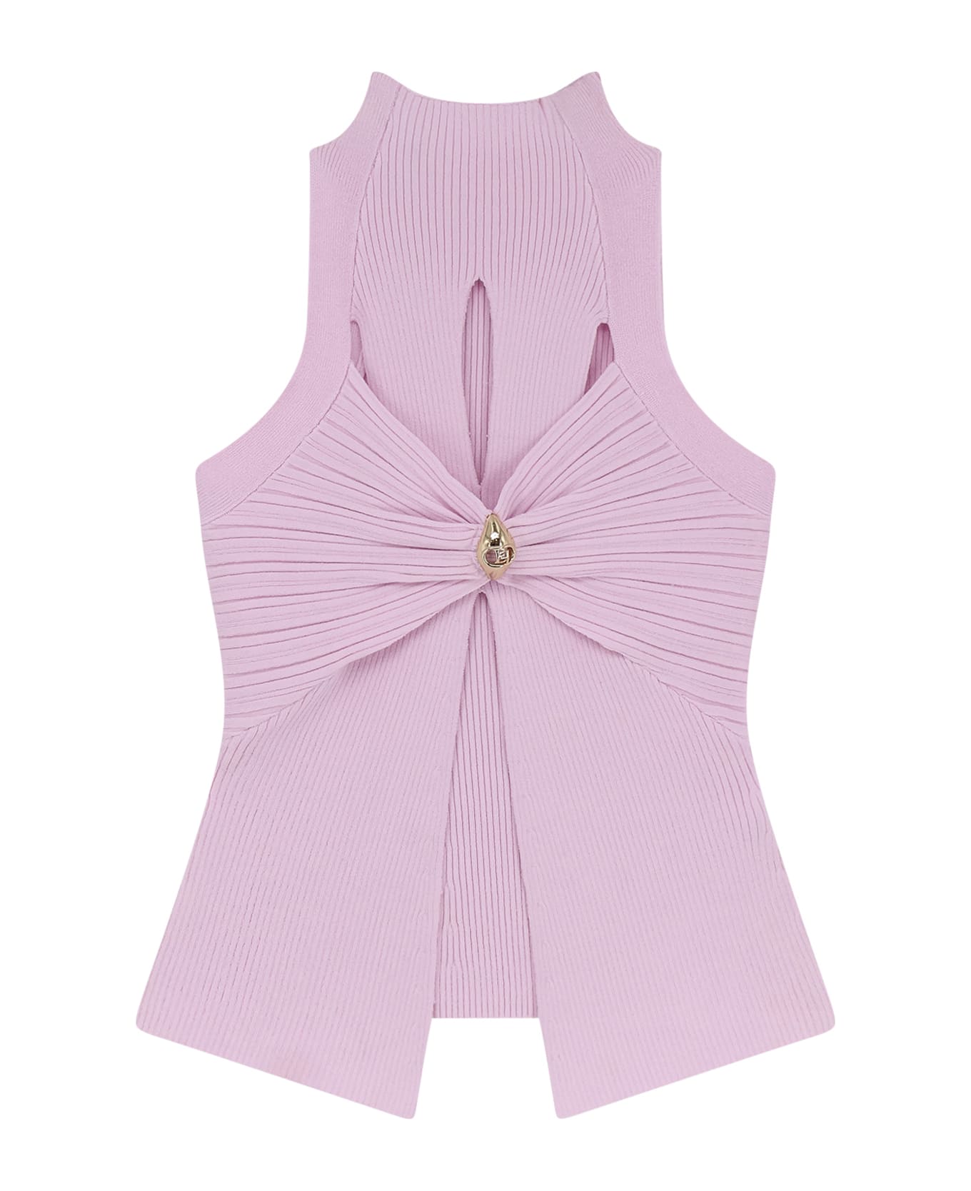 Elisabetta Franchi Ribbed Top With Cut-out - Pink
