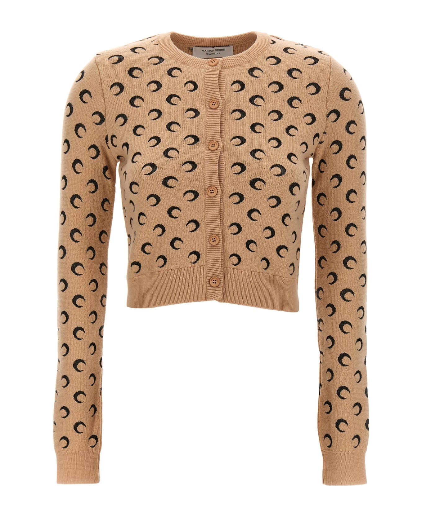 Marine Serre 'moon Jacquard' Cardigan - Beige