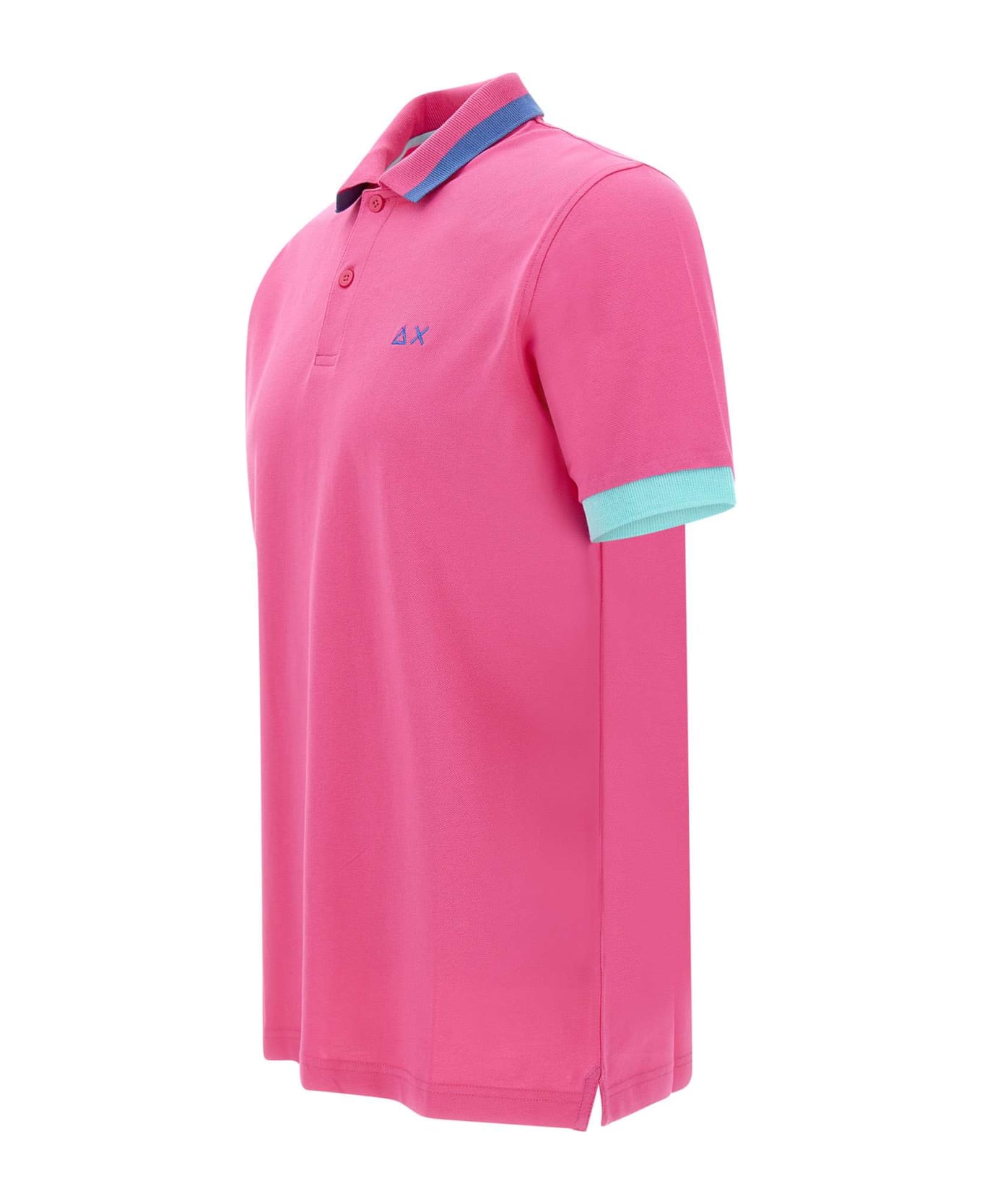 Sun 68 "big Stripe" Cotton Polo Shirt - FUCHSIA