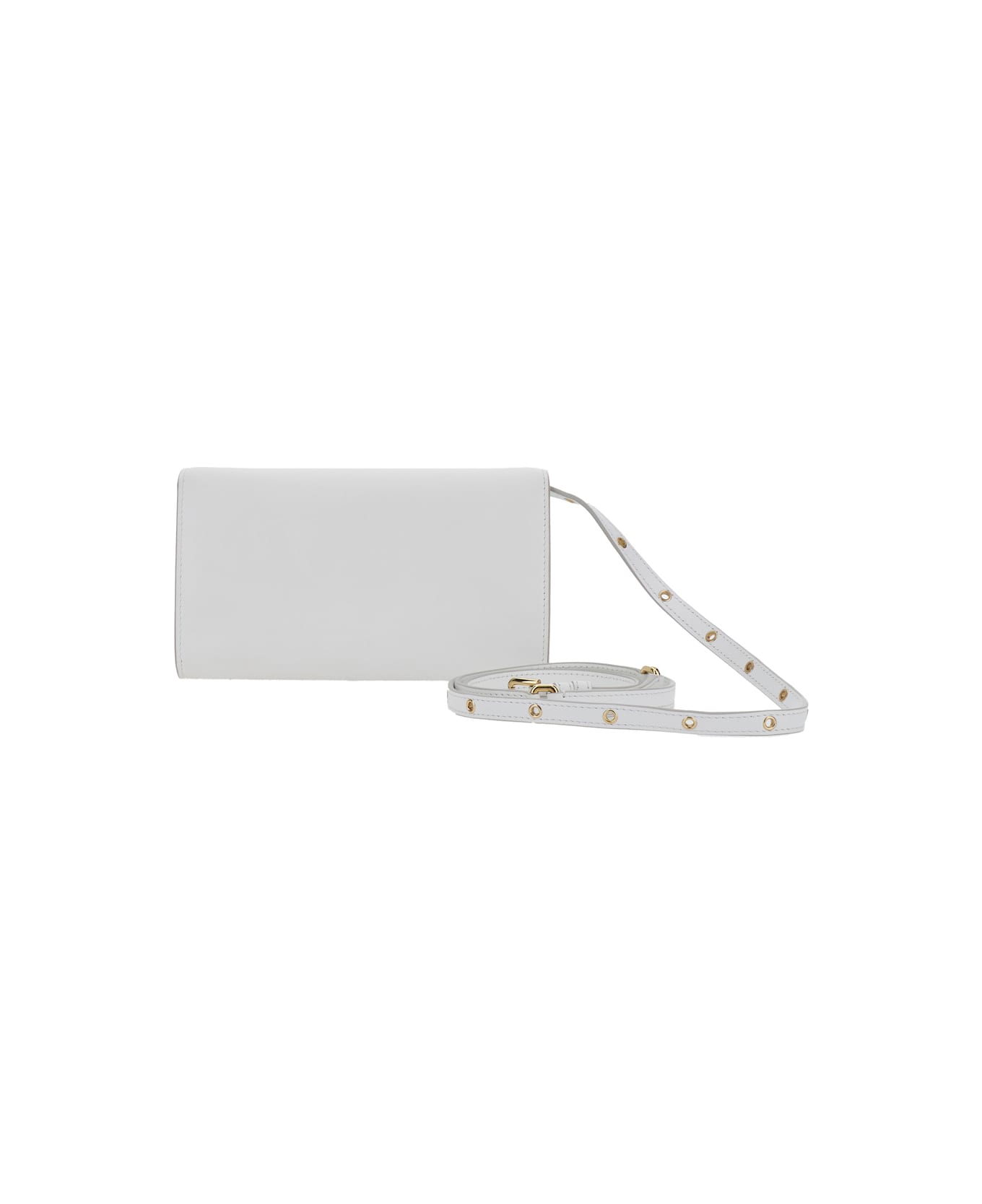Dolce 
Gabbana 
3.5
 White Clutch Bag With Metallic Dg Logo On The Front In Leather Woman - White