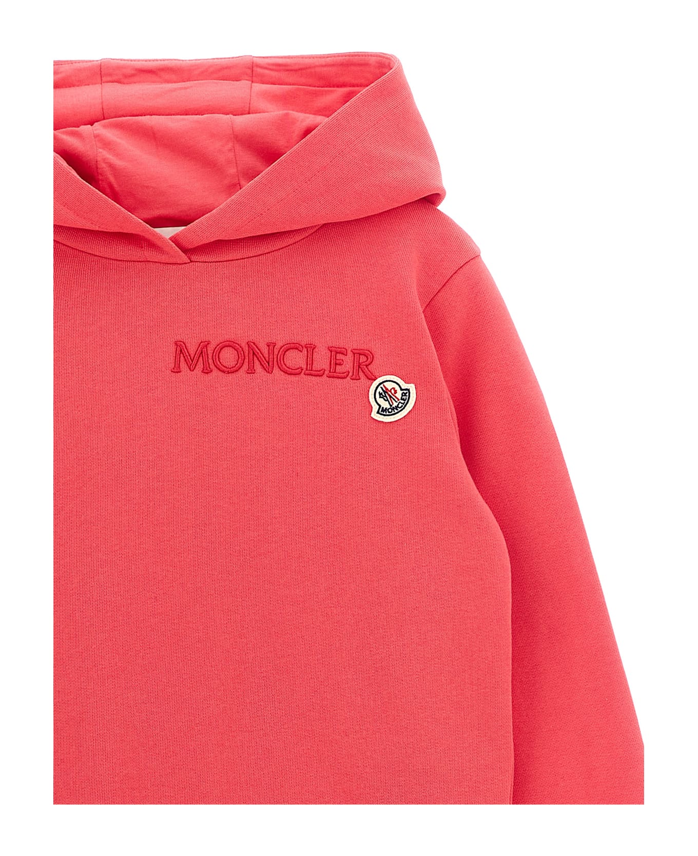 Moncler Logo Embroidery Hoodie - Pink