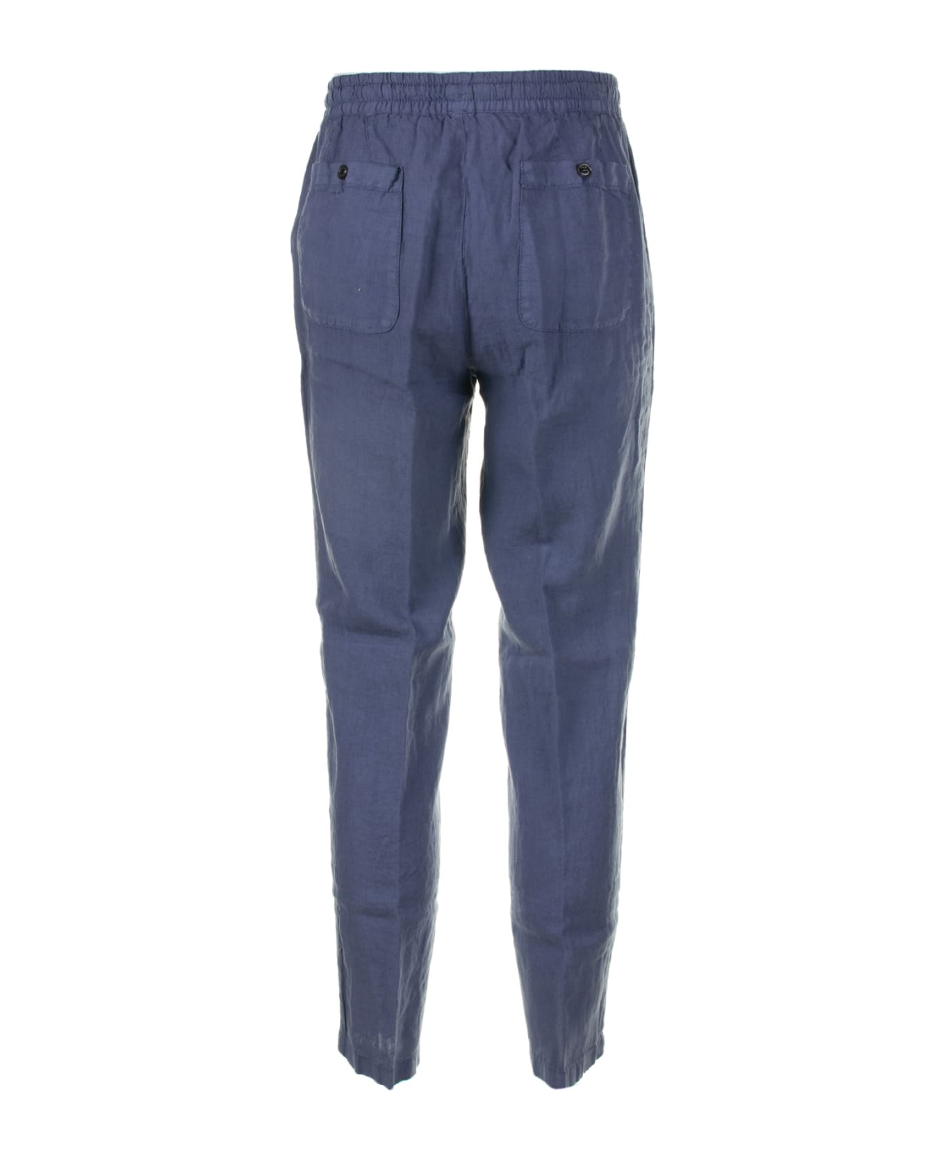 Altea Air Force Blue Linen Trousers With Drawstring - AVIO ボトムス