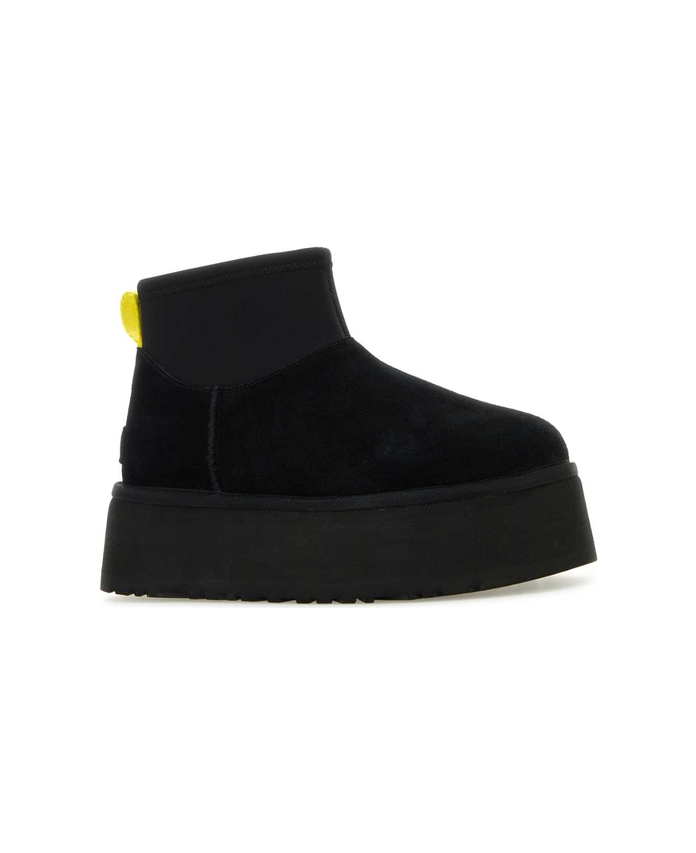 UGG Black Suede Mini Dipper Ankle Boots - Black