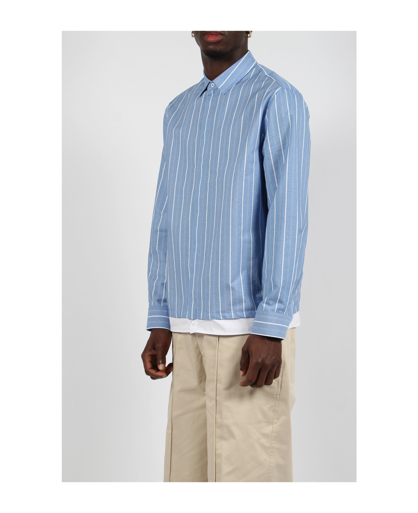 Neil Barrett Loose Double Layer Long Sleeve Shirt - Blue