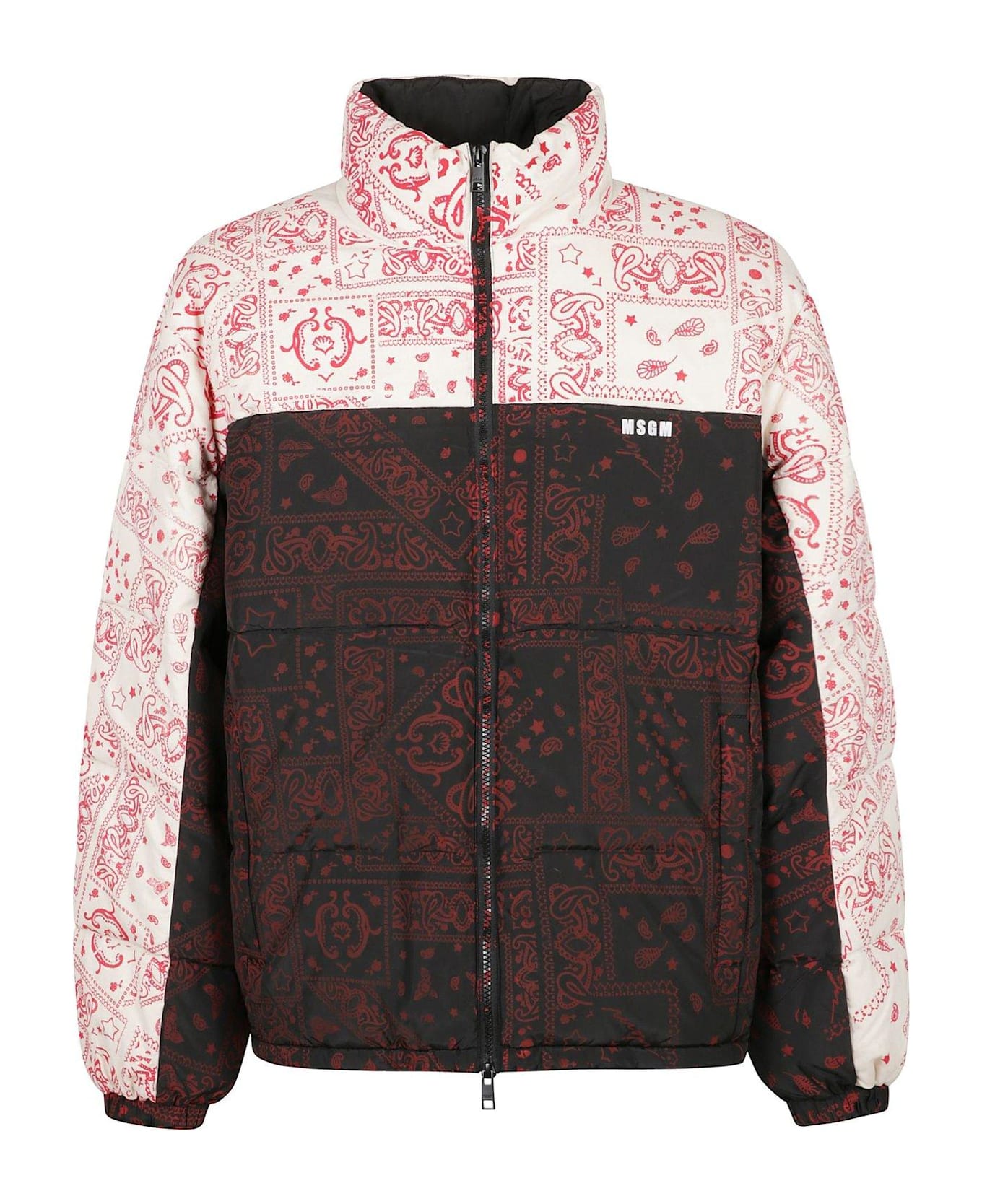 MSGM Bandana-printed Panelled Jacket - Black