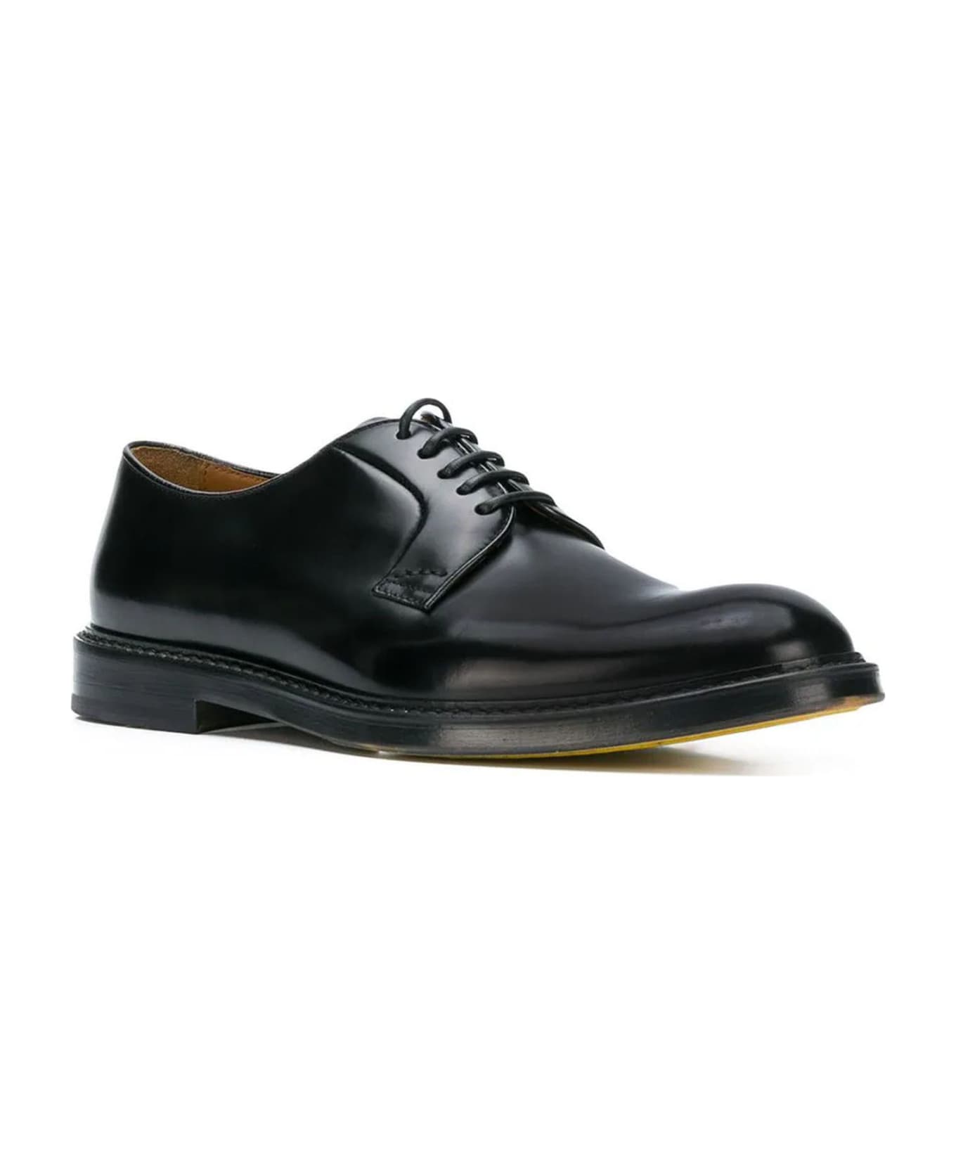 Doucal's Black Smooth Calfskin Lace-up Derby - Black