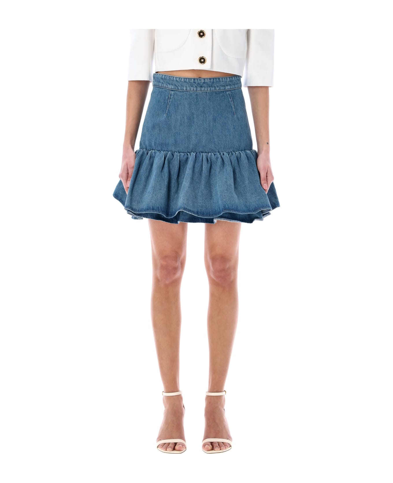 Patou Ruffle Mini Skirt - BLUE