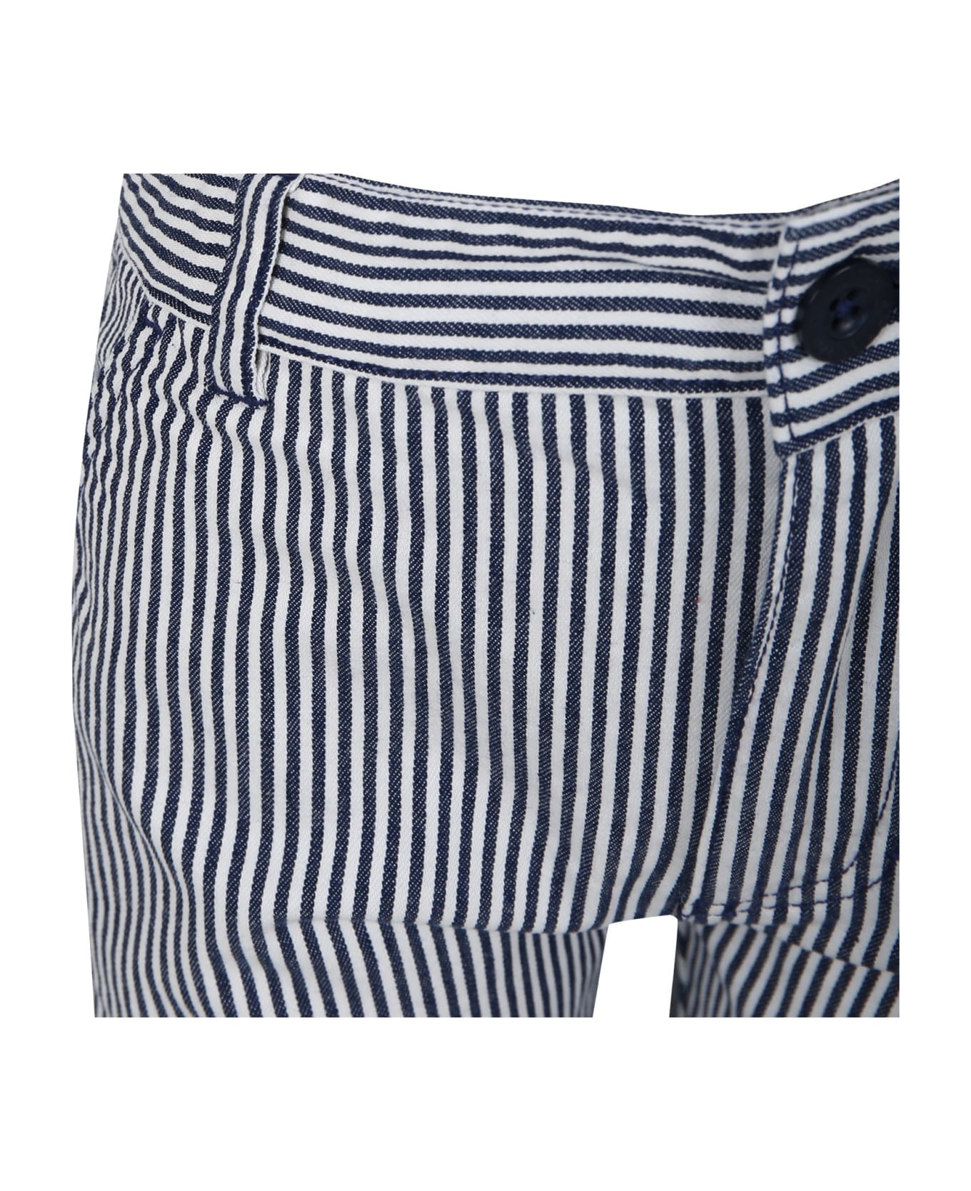 Petit Bateau Blue Shorts For Boy With Stripes - Blue ボトムス