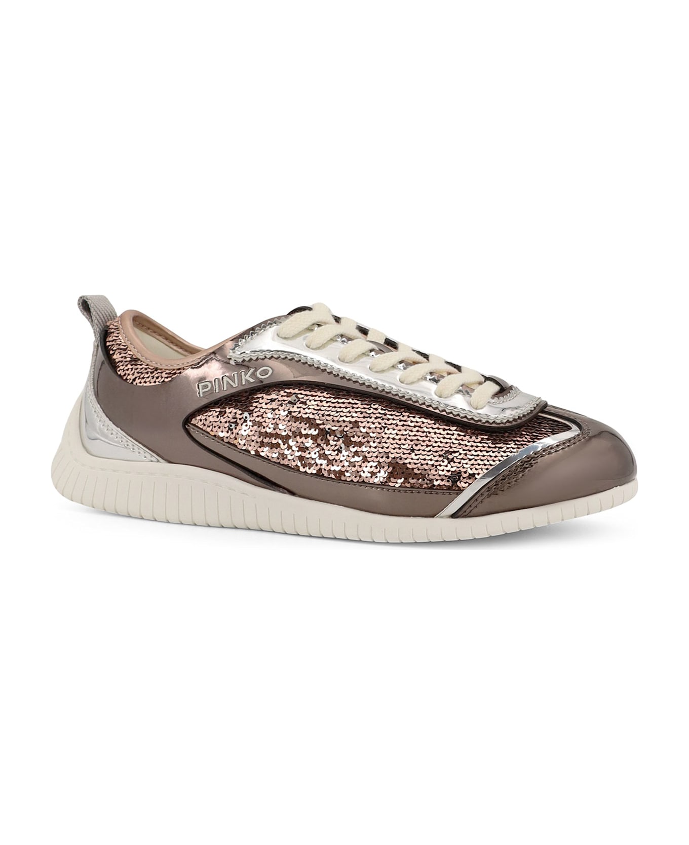 Pinko Reby 10 Mirror Fabric Sneakers With Sequins - Brown