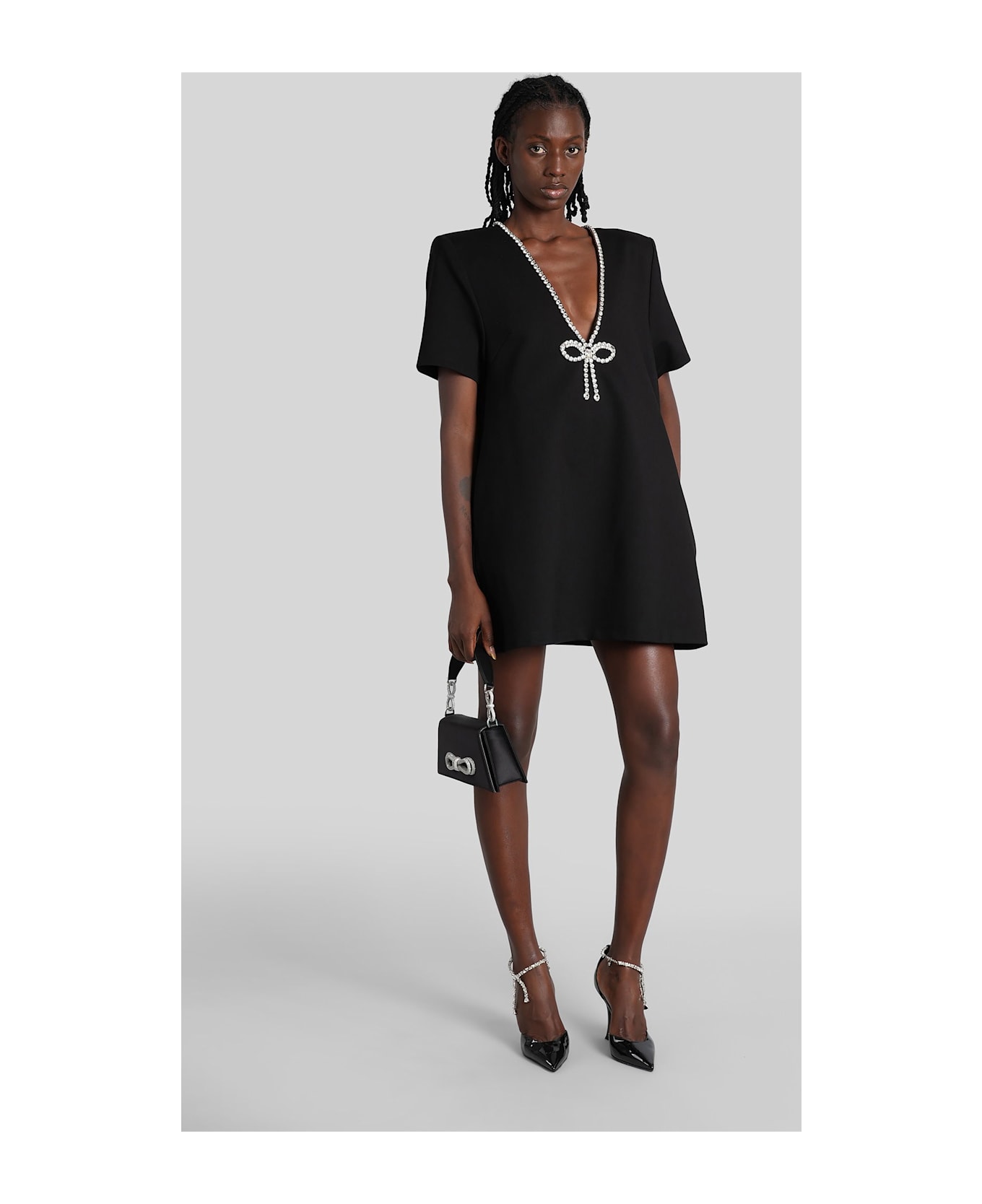 AREA Mini Dress In Black Rayon - black