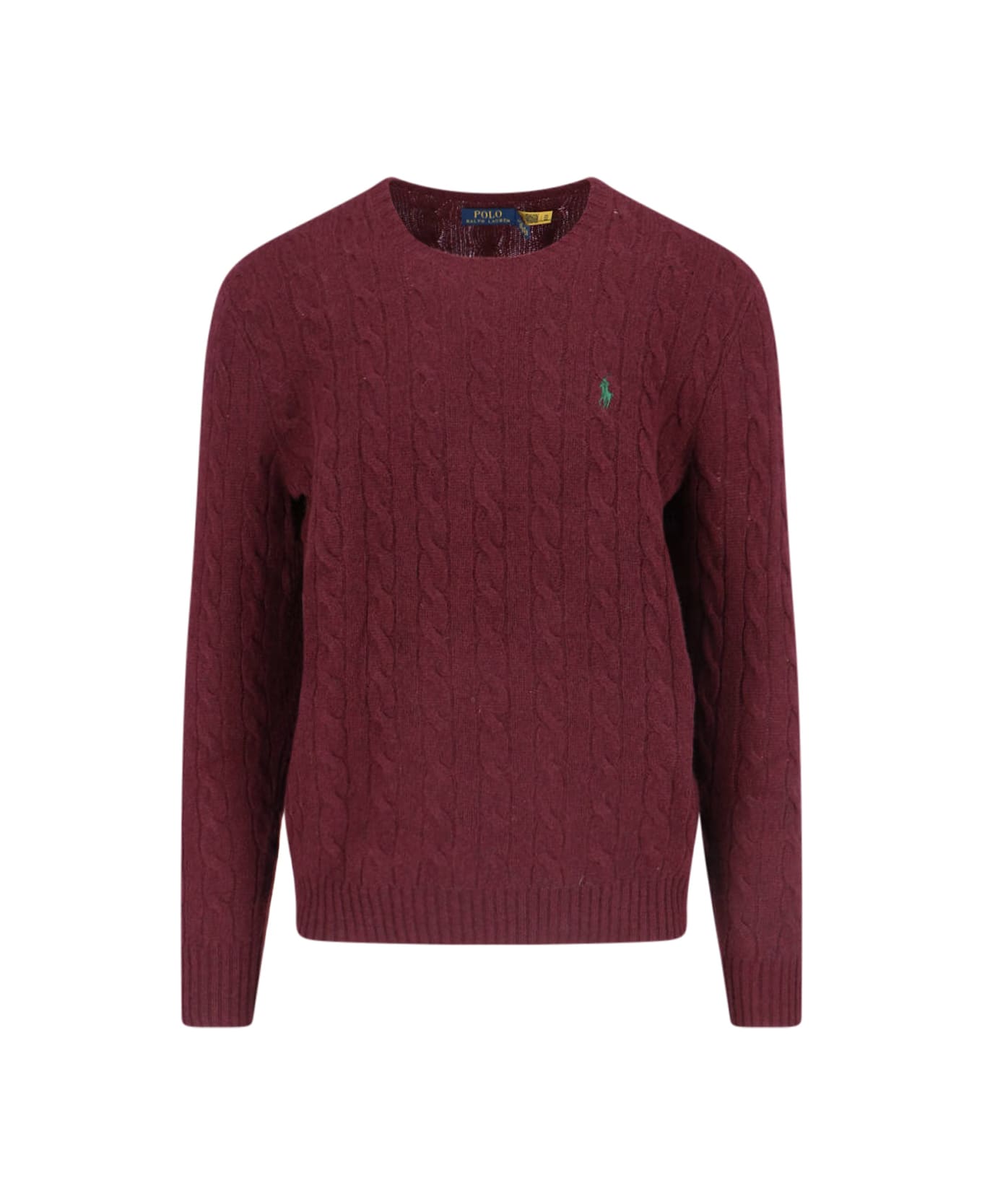 Ralph Lauren Logo Braided Sweater - AGED WINE HEATHER