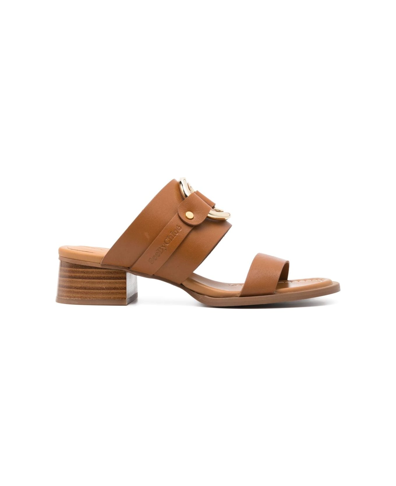 See by Chloé 45mm Ring-detail Leather Mules - Tan