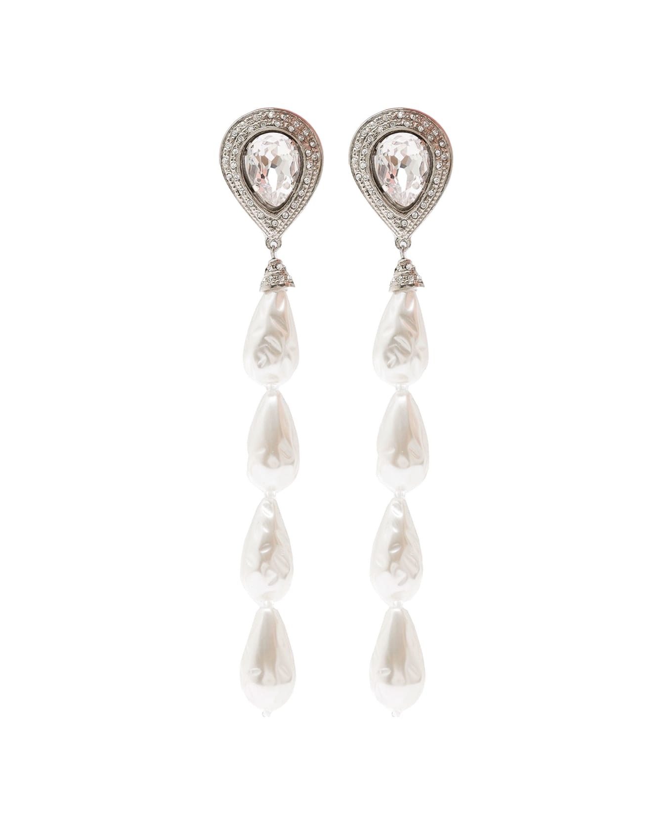 Alessandra Rich Earrings With Pearl Cascade - Metallic