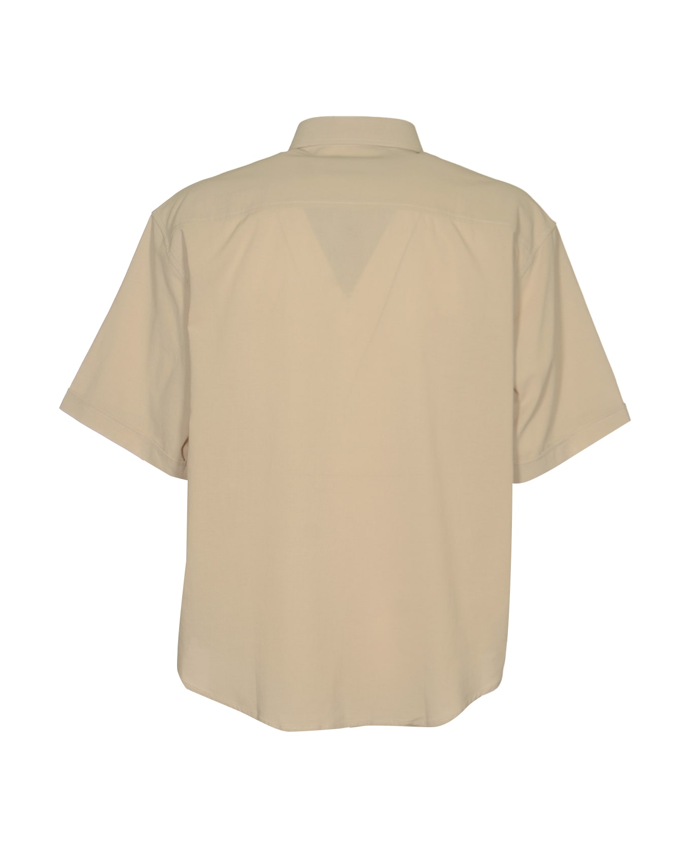 Ami Alexandre Mattiussi Patched Pocket Round Hem Regular Short-sleeved Shirt - Beige Clair