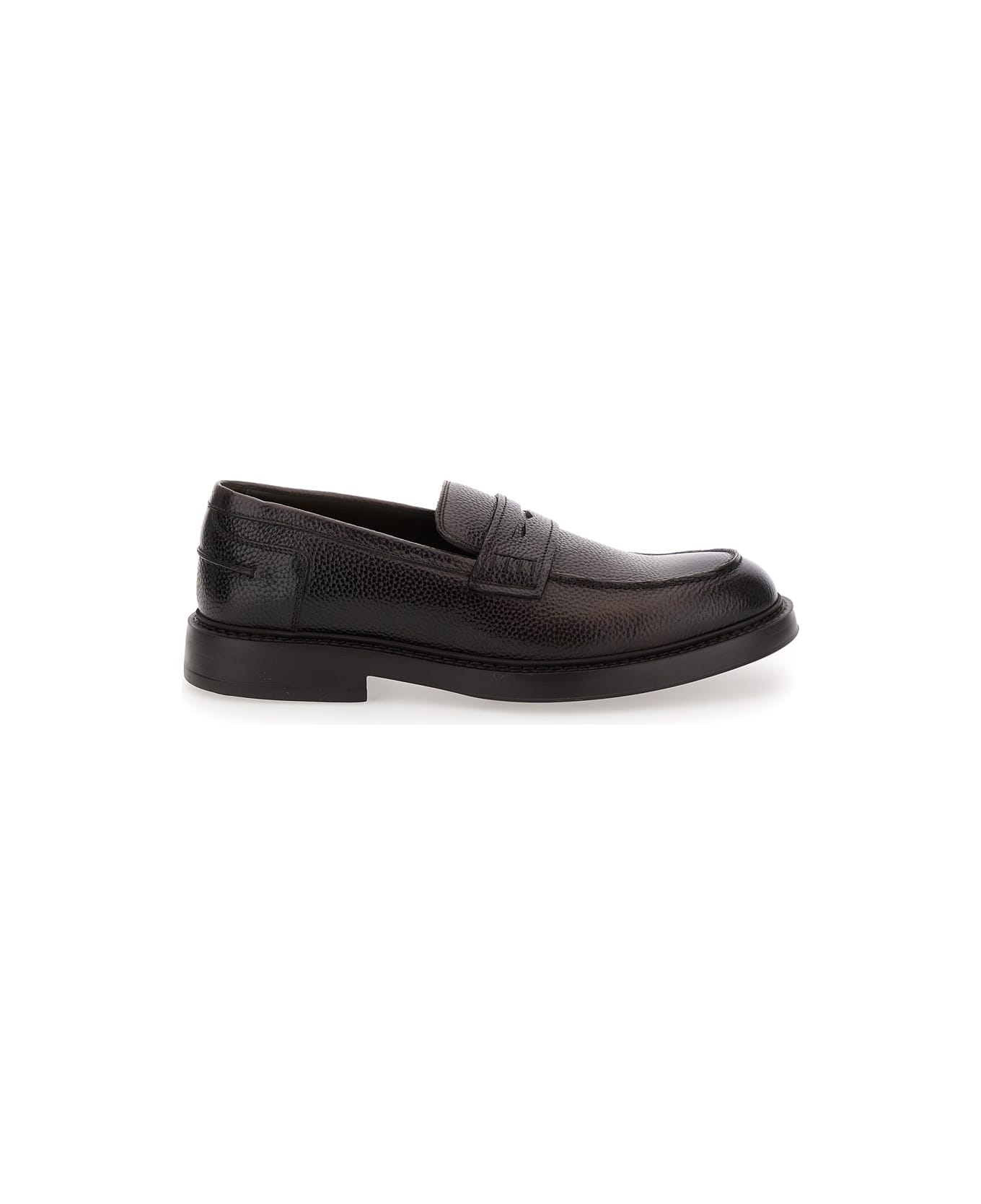 Doucal's 'adler' Brown Slip-on Loafers In Hammered Leather Man - Brown