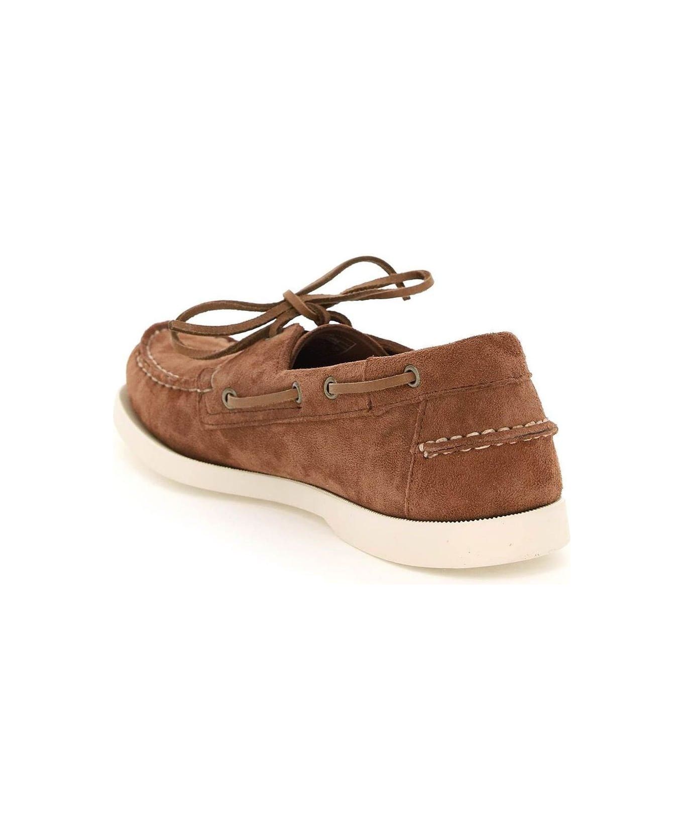 Sebago Lace-up Round Toe Boat Shoes - Dark Brown