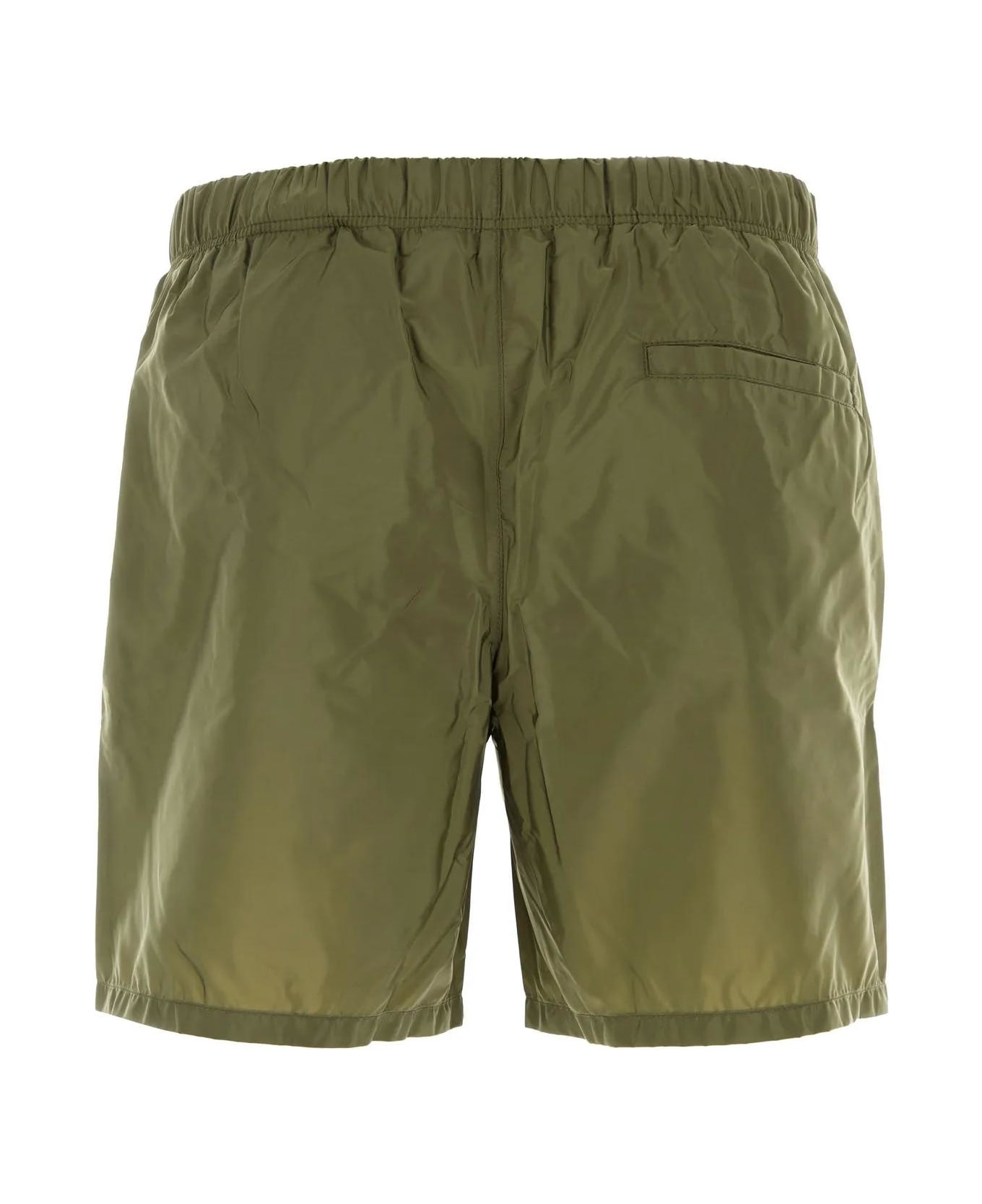 Prada Men Army Green Re-nylon Swimming Shorts - Militare