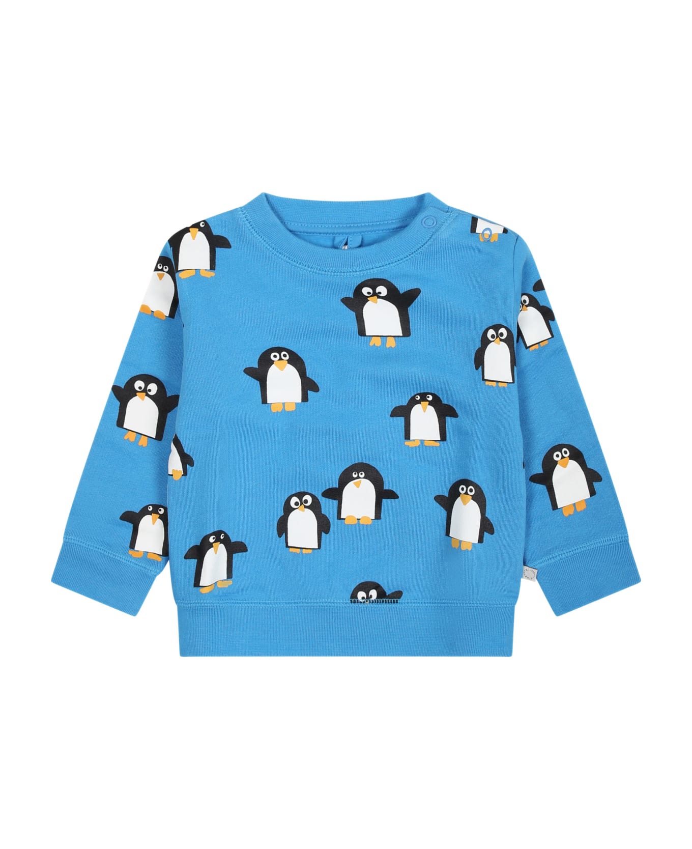 Stella McCartney Kids Light Blue Sweatshirt For Baby Boy With All-over Penguins - Light Blue