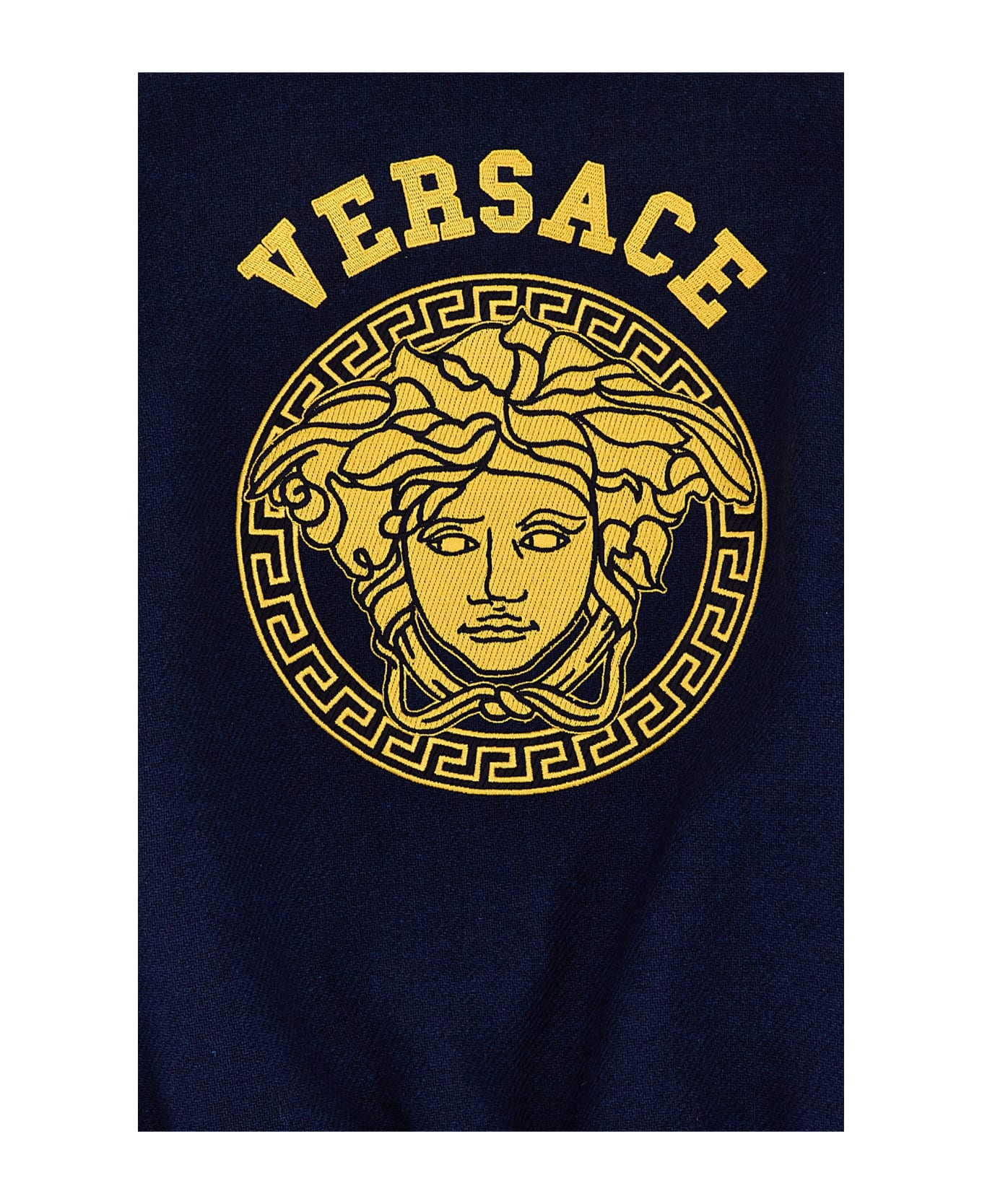 Versace Logo Embroidery Bomber Jacket - Blue