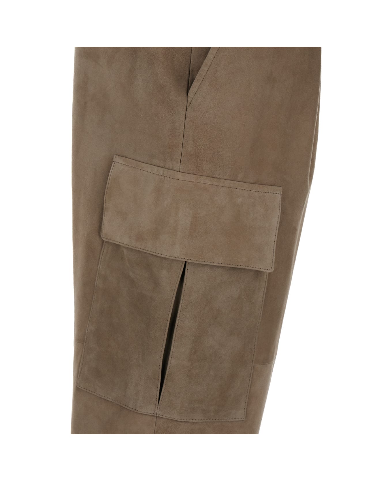 Brunello Cucinelli Leather Cargo Pants - Beige ボトムス
