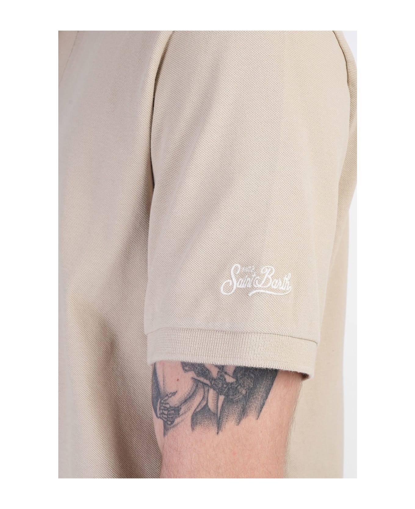 MC2 Saint Barth Charles Polo In Taupe Cotton - taupe
