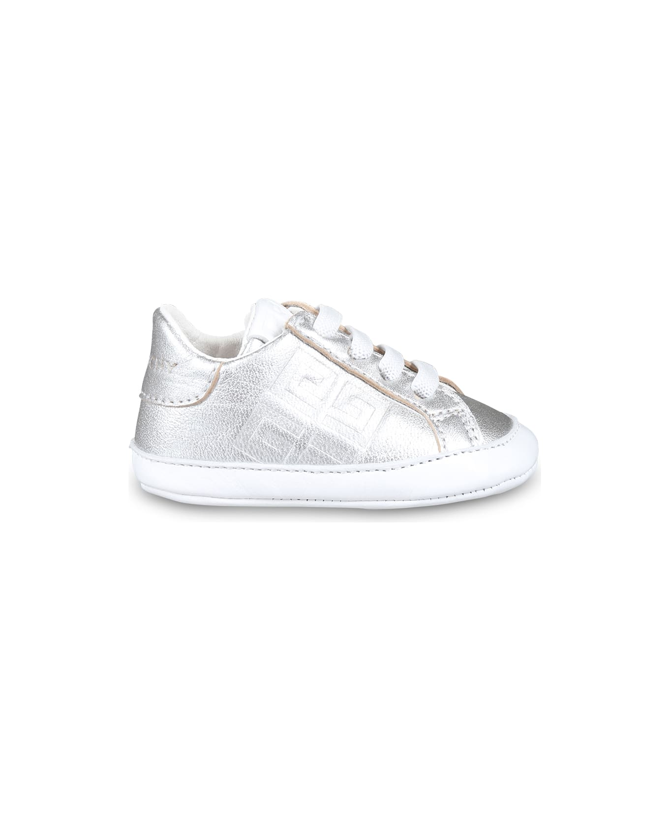 Givenchy Silver Sneakers For Baby Girl With Iconic 4g Motif - Silver