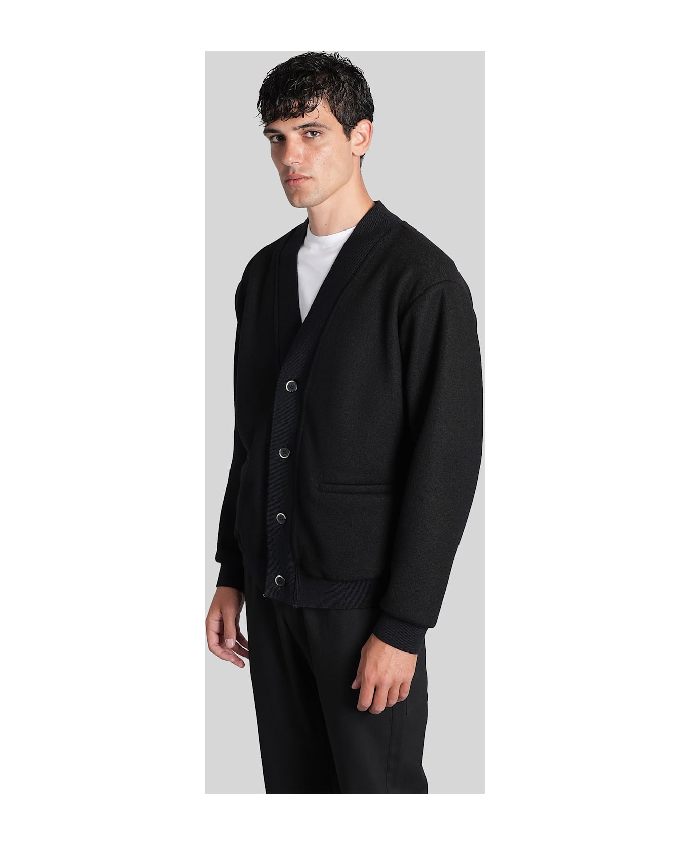 Barena Cavian Cardigan In Black Wool - black