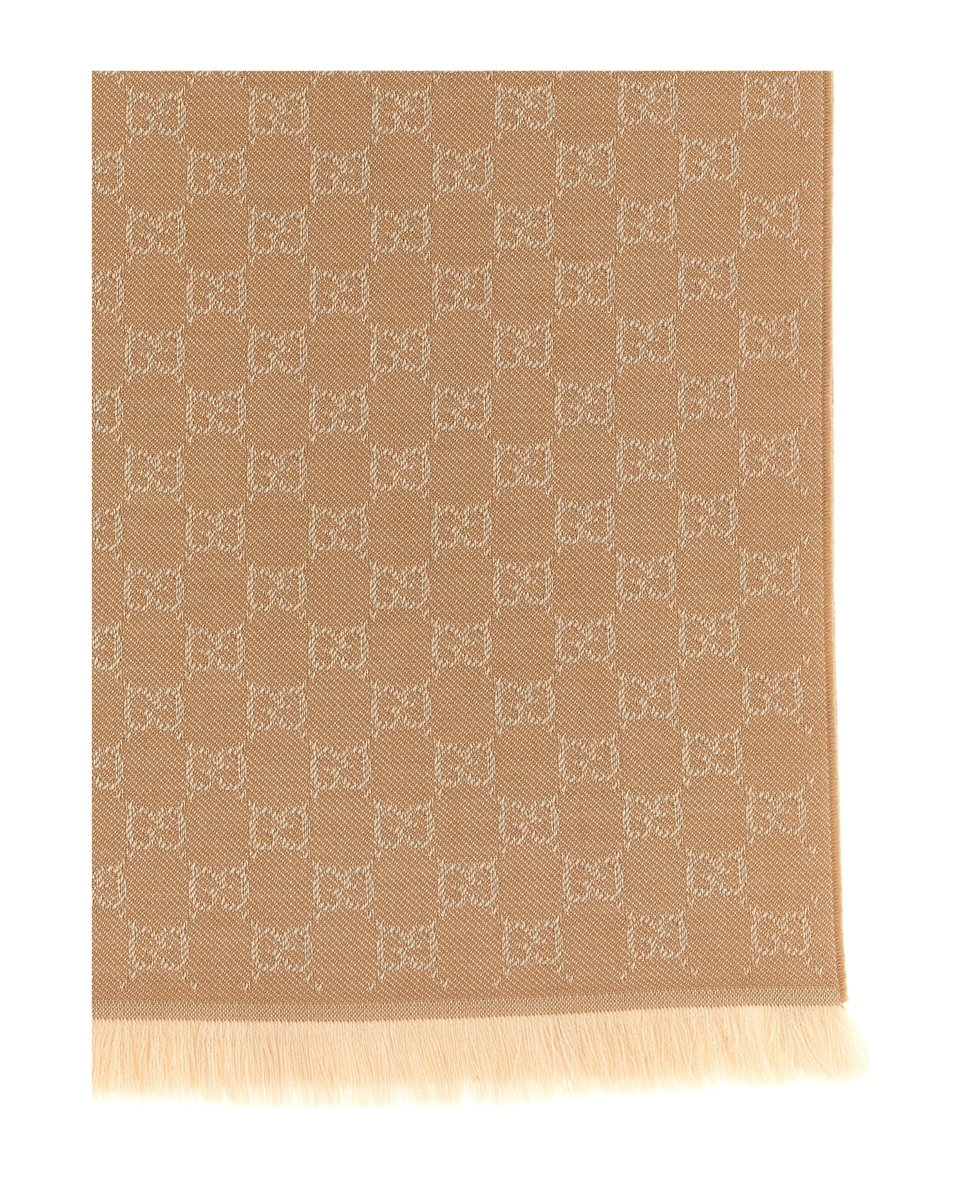 Gucci Gg Wool Scarf - BEIGE