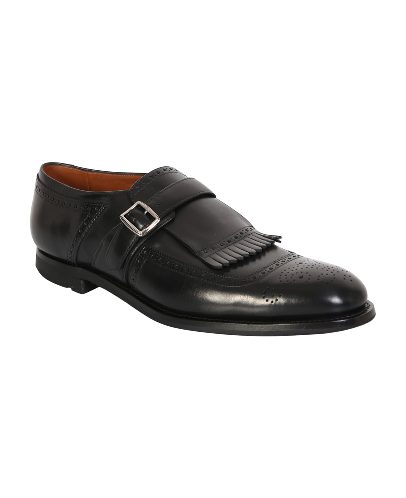 Church's Shangai Leather Monkstrap Shoes - Black ローファー＆デッキシューズ