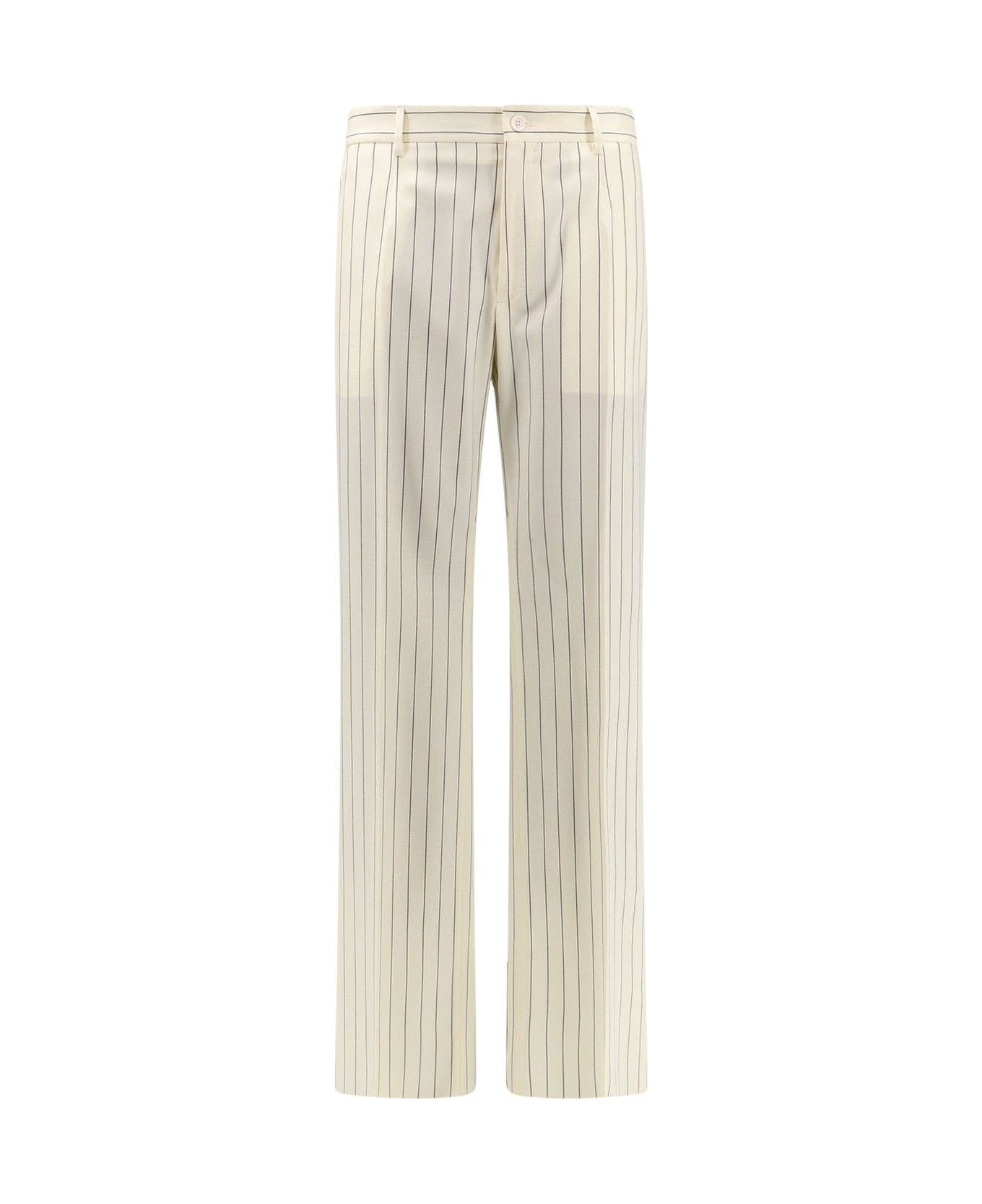 Dolce & Gabbana Striped Pressed Crease Pants - WHITE