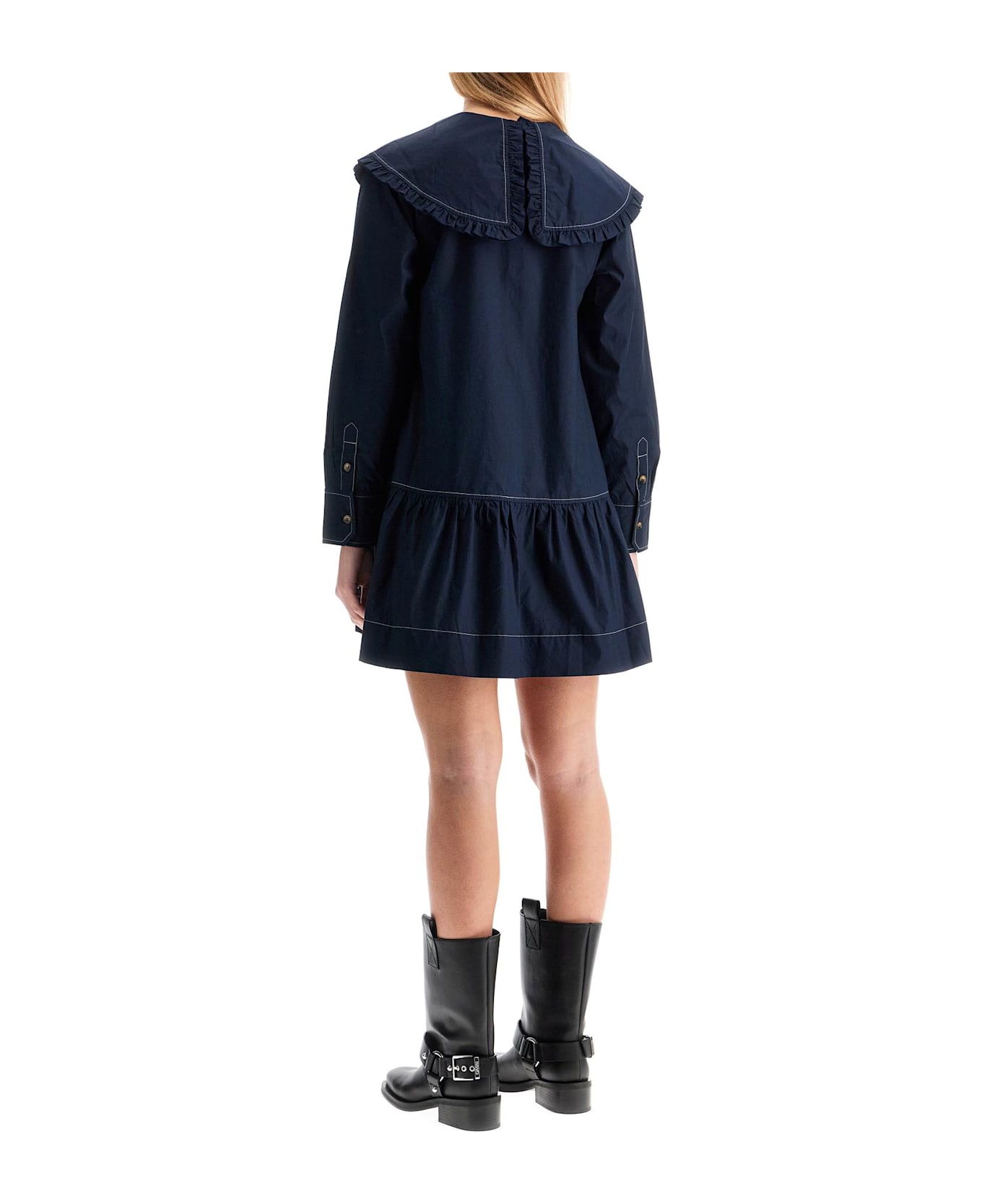 Ganni Mini Chemisier Shirt - SKY CAPTAIN (Blue)