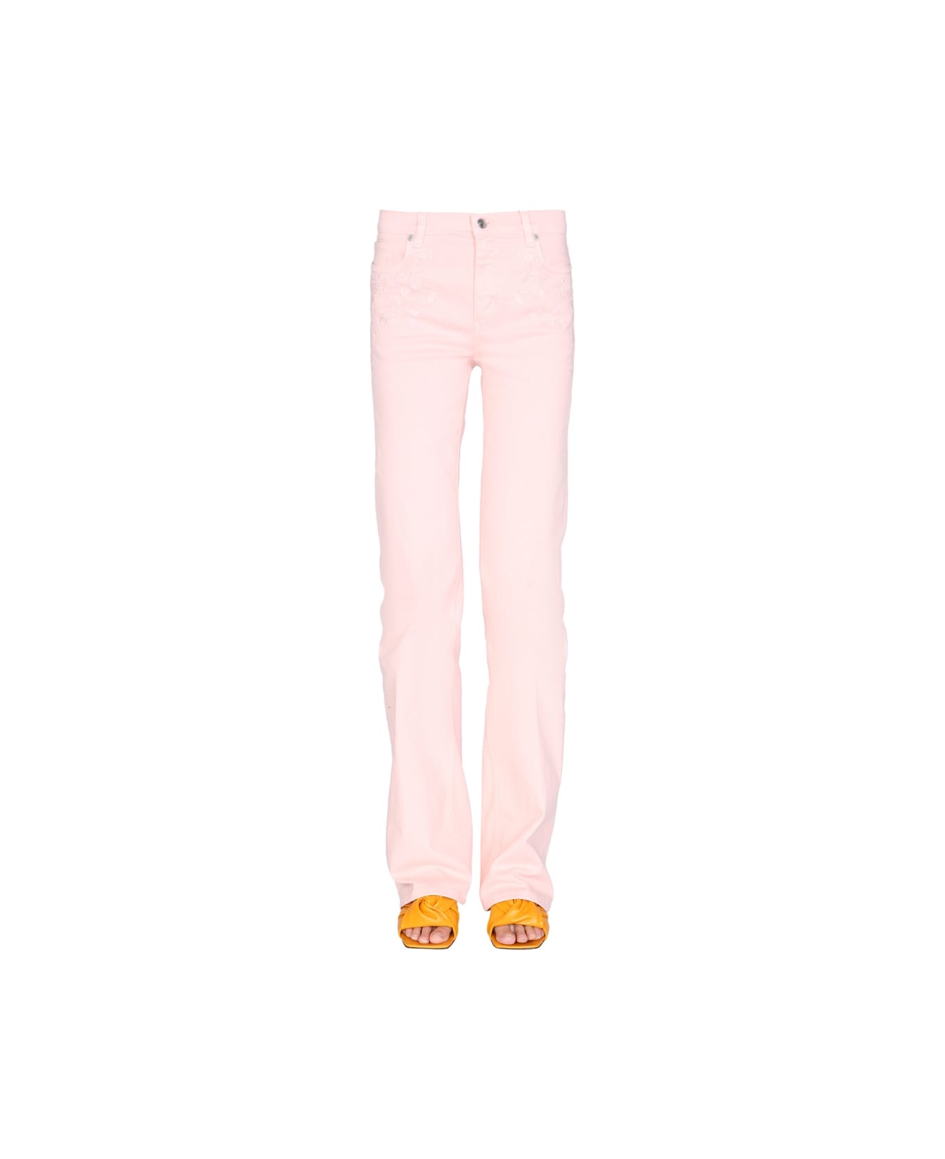 Etro Jeans With Embroidered Floral Detail - PINK