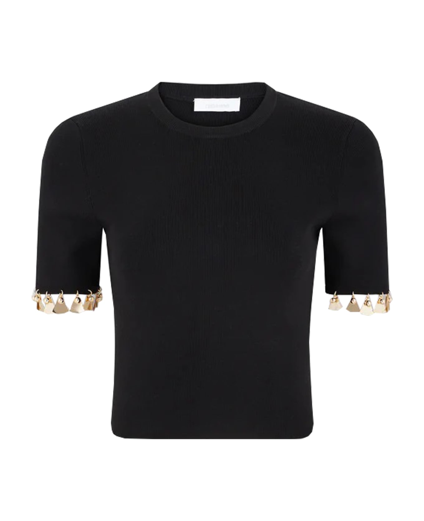 Paco Rabanne Embellished Knit Cropped Top - Black Tシャツ