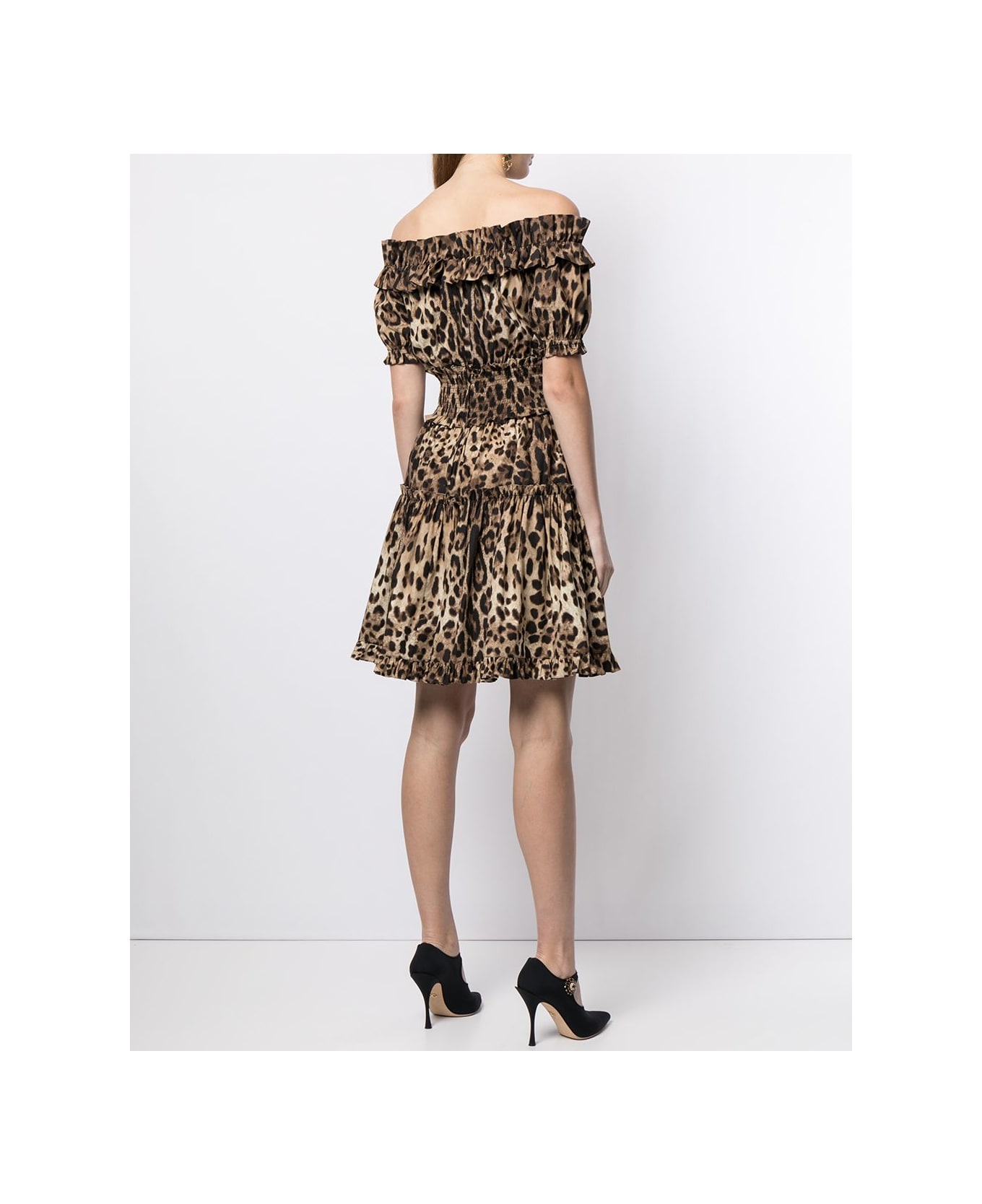 Dolce & Gabbana Leopard Print Short Dress - Brown