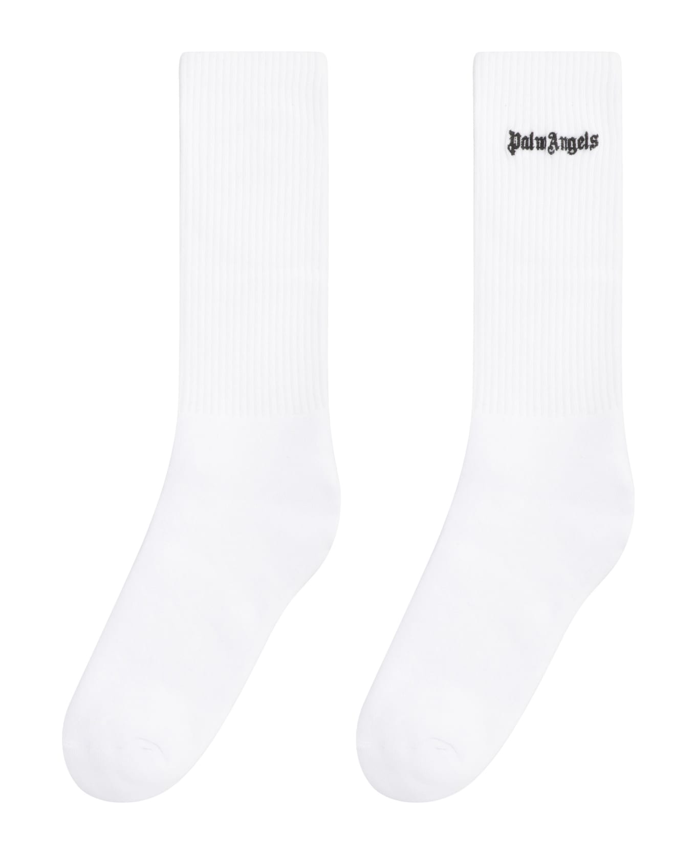 Palm Angels Cotton Socks With Logo - White
