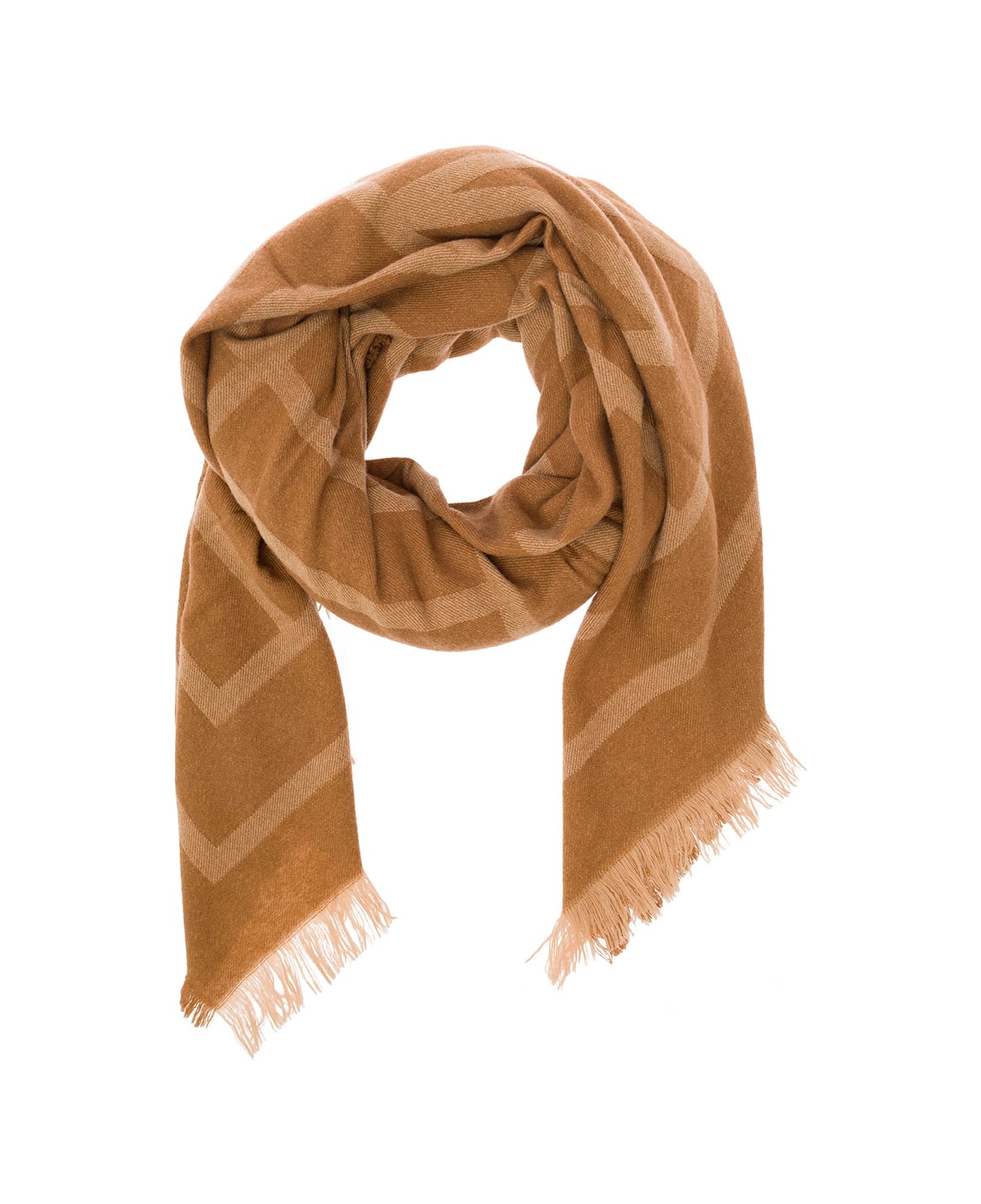 Totême Beige Scarf With Monogram Print In Wool And Cashmere Woman - Beige