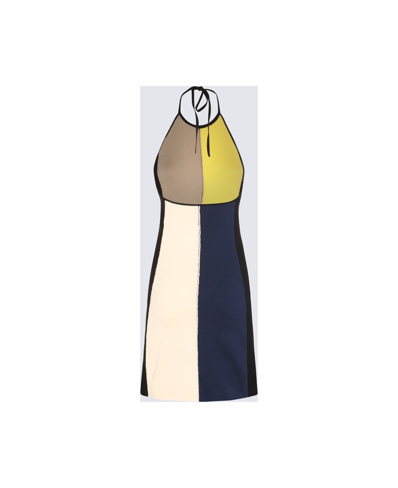 Sunnei Black, Yellow, Beige And White Cotton Dress - MultiColour