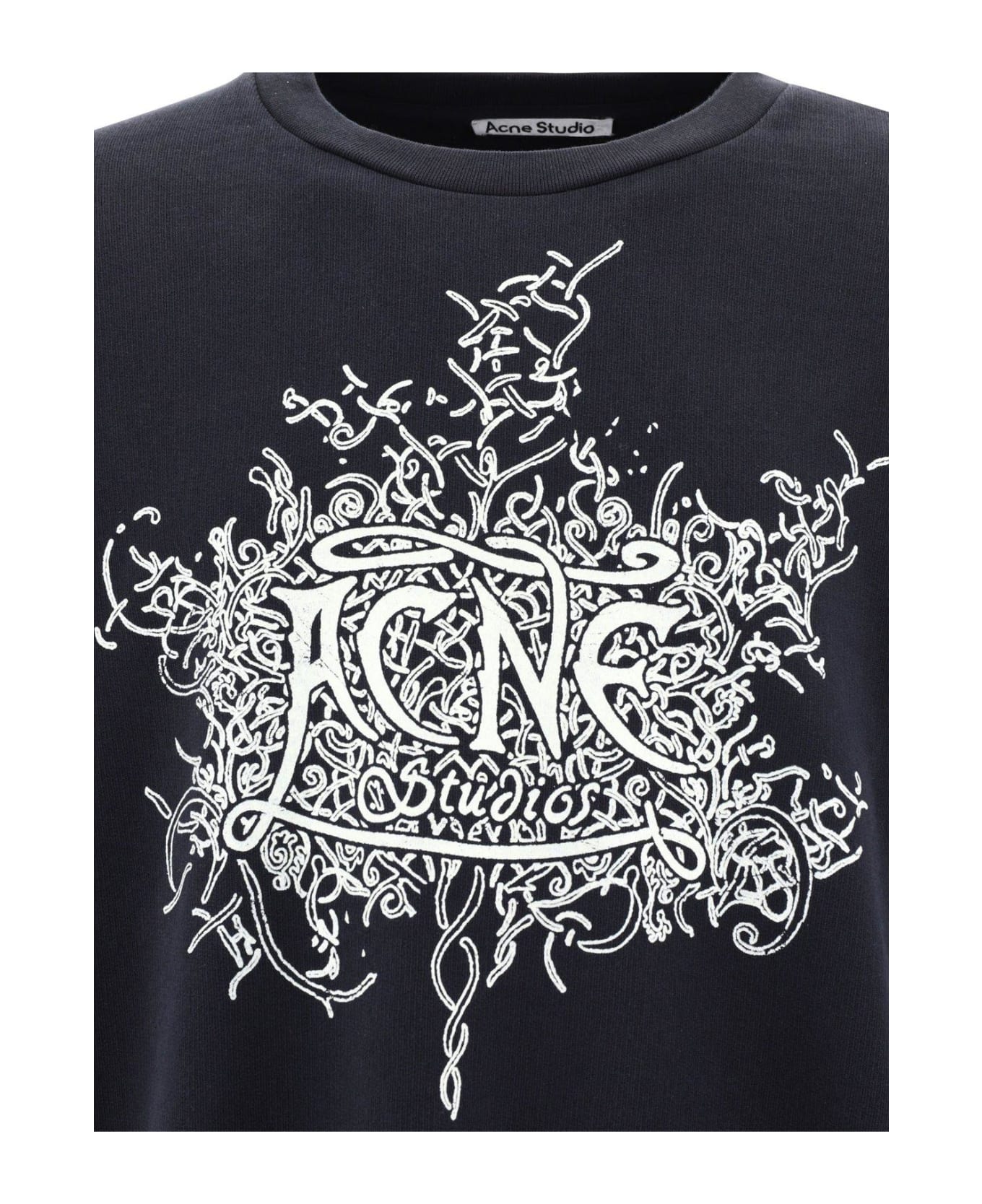 Acne Studios Logo Printed Crewneck Sweatshirt - Black