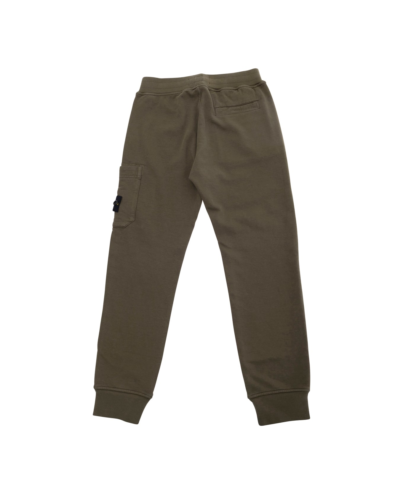 Stone Island Junior Green Pants With Elastic Waist And Logo Patch On The Front In Cotton Boy - Green