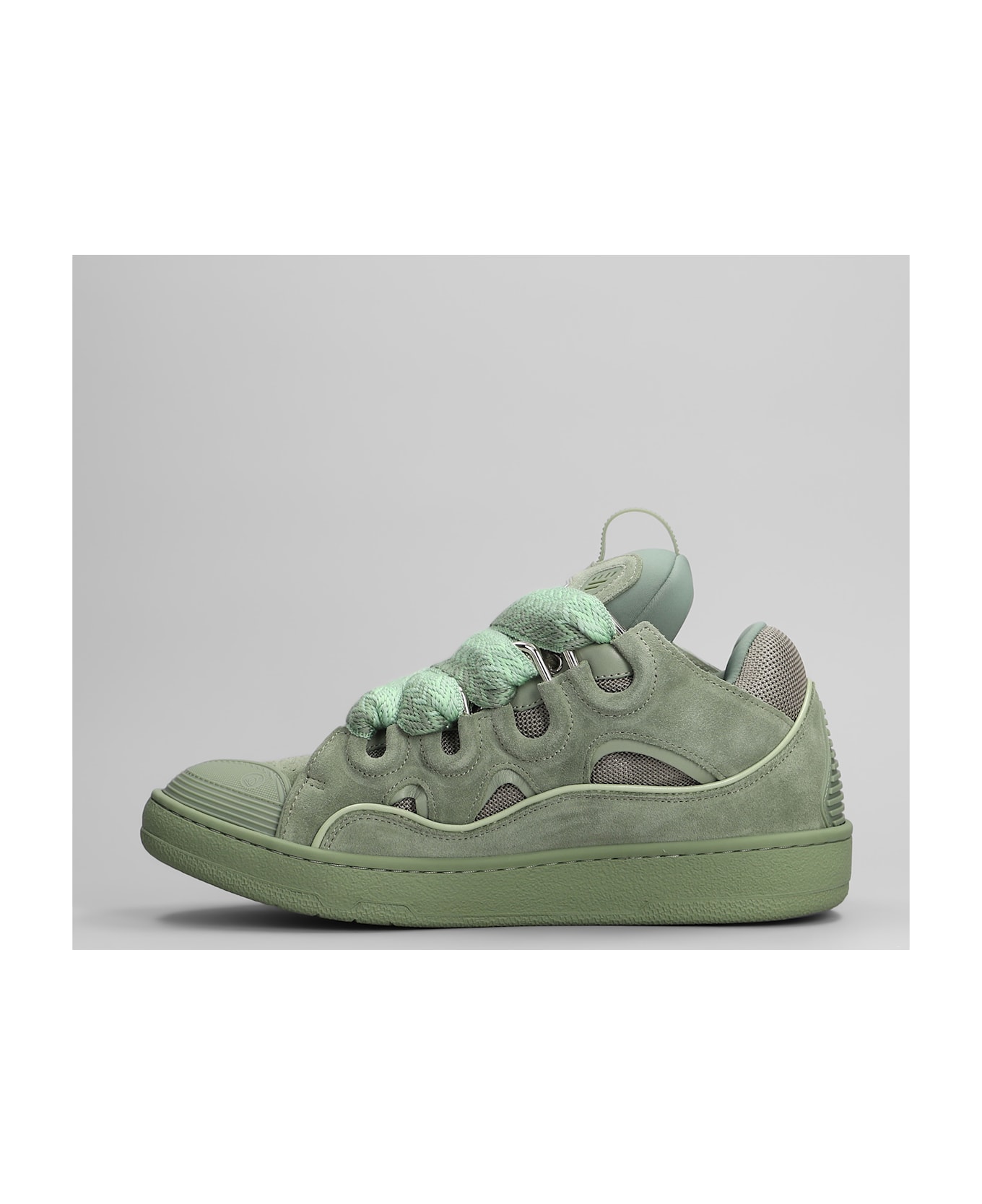 Lanvin Curb Sneakers In Green Suede - green