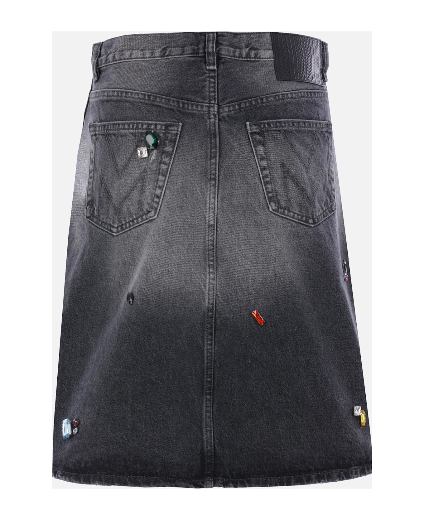 Marc Jacobs A-line Denim Skirt With Crystals - Black