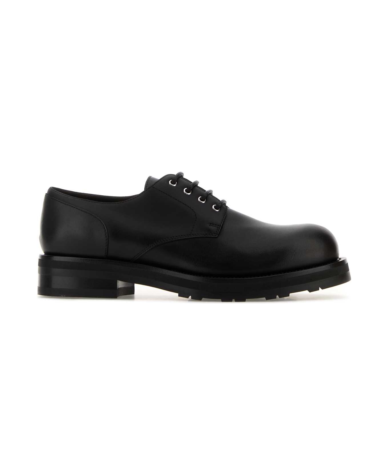 The Row Black Leather Lace-up Shoes - Black