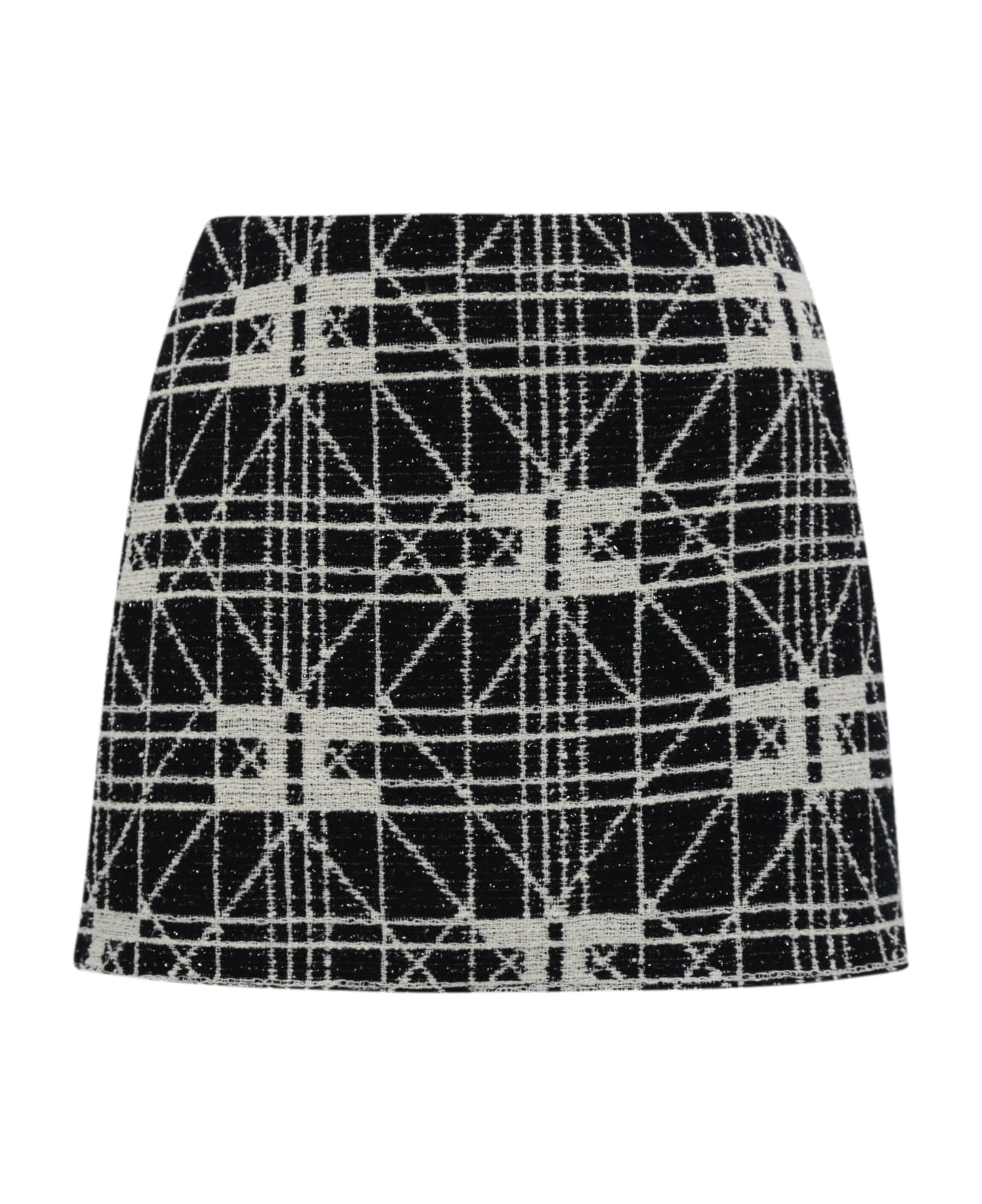 Elisabetta Franchi Tweed Skirt With Logo - Black スカート
