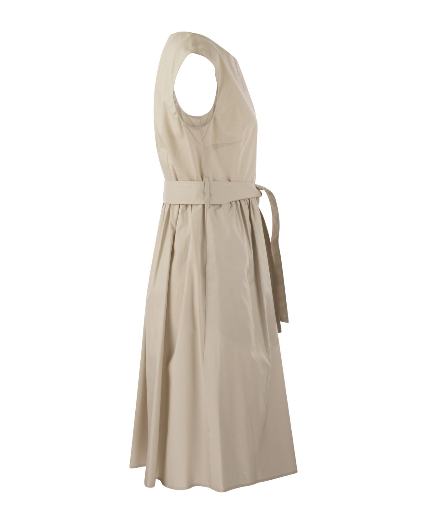 Woolrich Short Dress In Pure Cotton Poplin - Sand