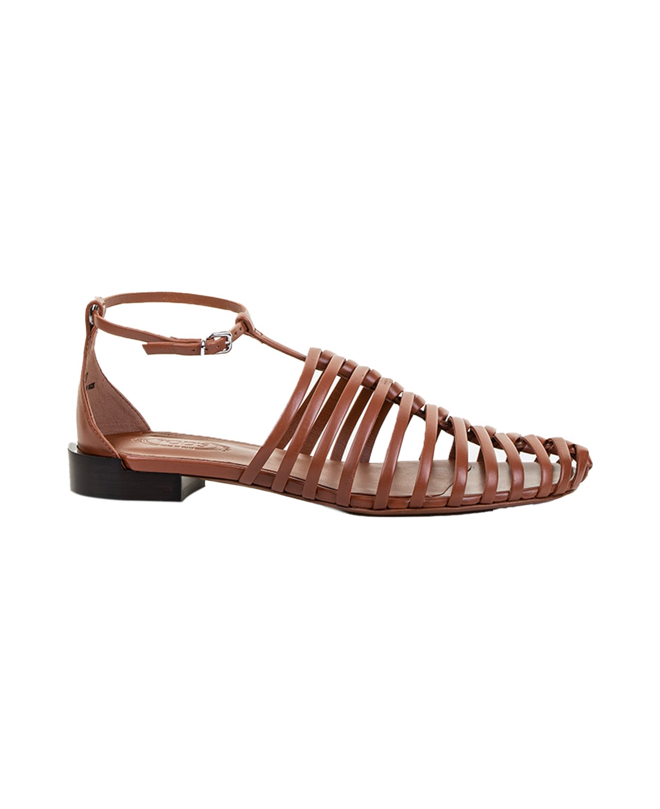 Tod
s Calfskin Strap Sandal - COGNAC SCURO