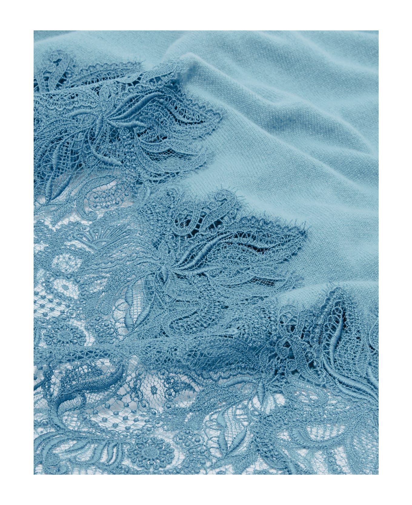 Ermanno Scervino Light Blue 100% Cashmere Knitted Mantella - Blue スカーフ＆ストール
